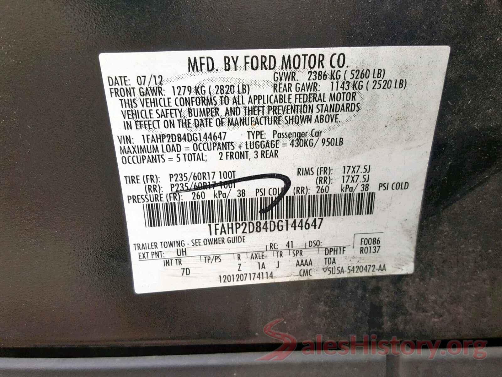 1FAHP2D84DG144647 2013 FORD TAURUS