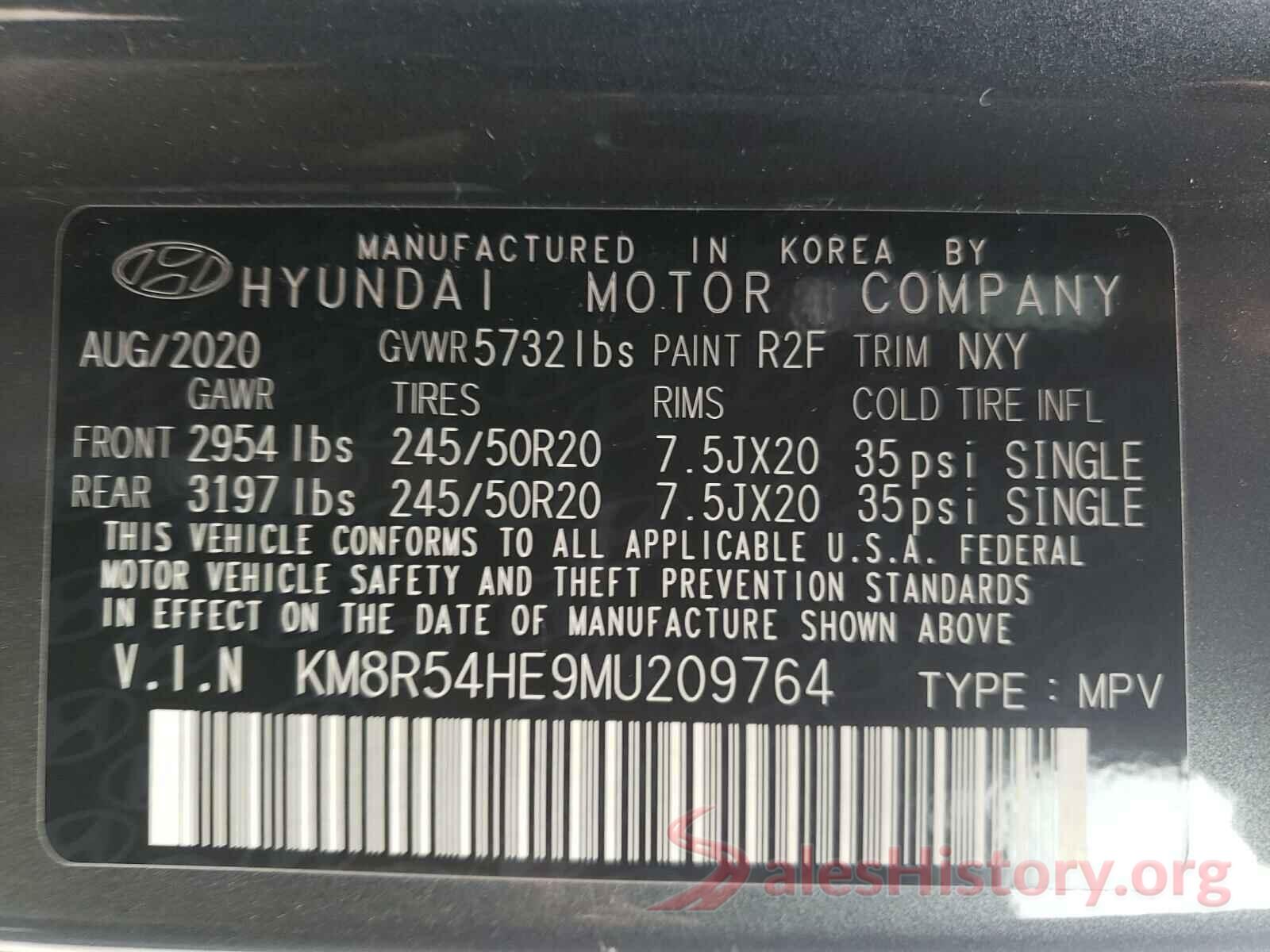 KM8R54HE9MU209764 2021 HYUNDAI PALISADE