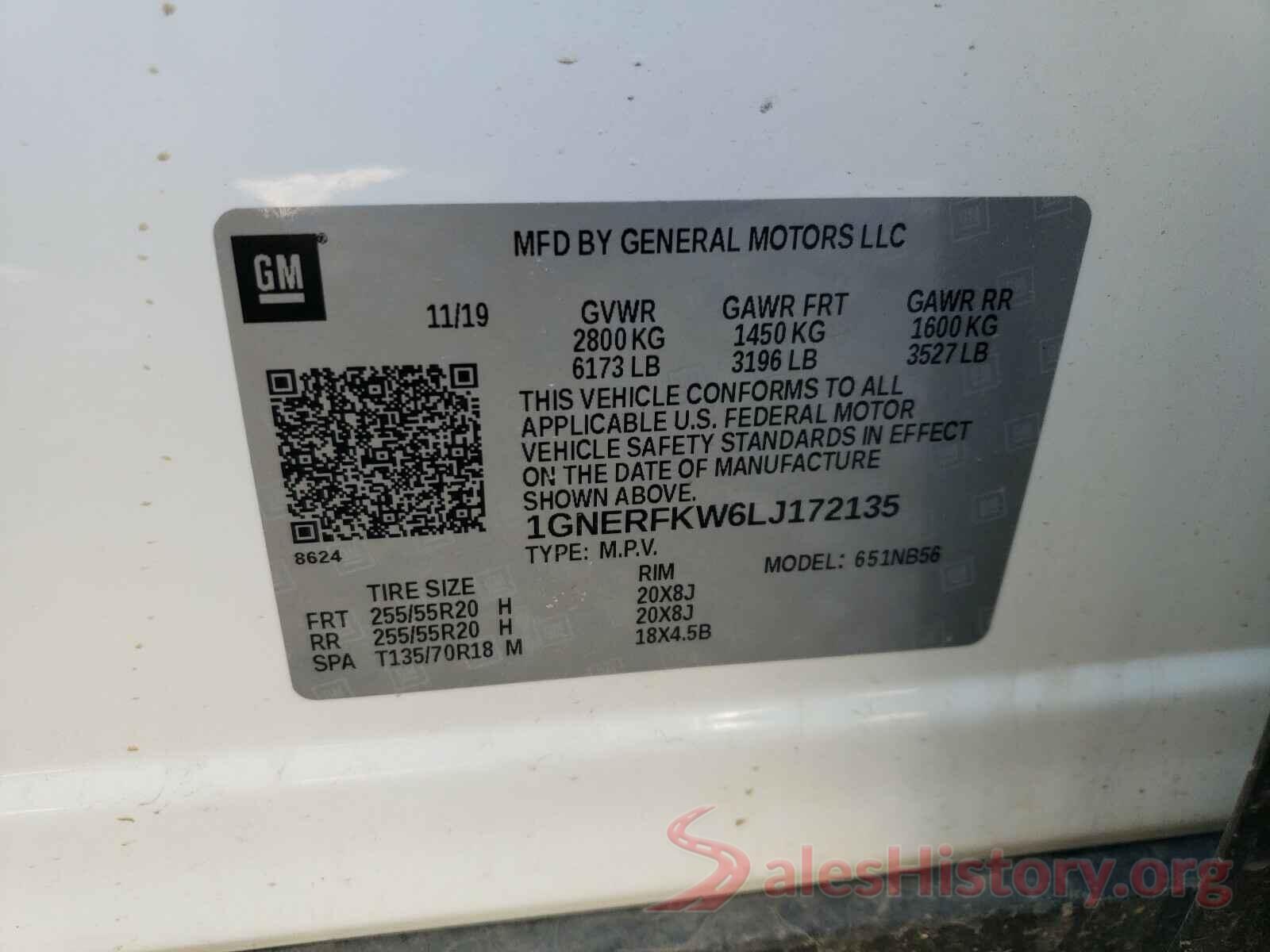 1GNERFKW6LJ172135 2020 CHEVROLET TRAVERSE