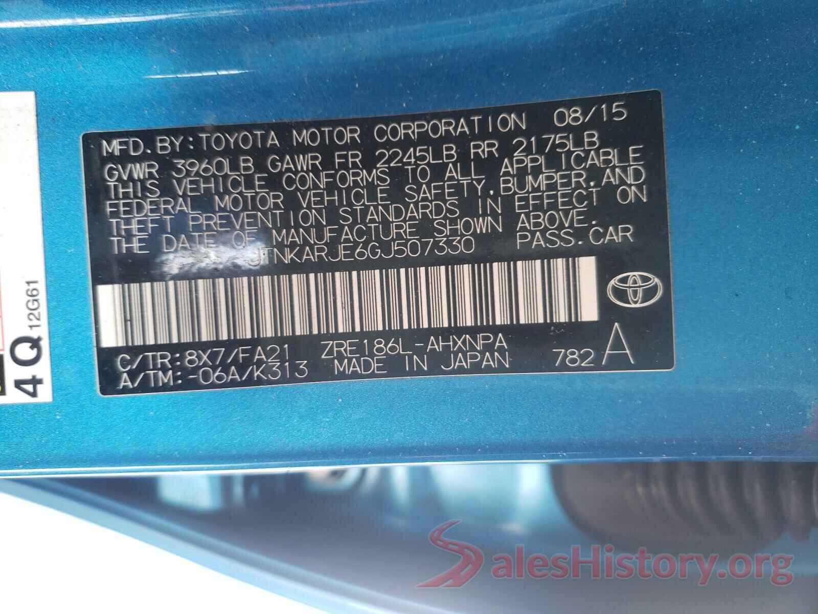 JTNKARJE6GJ507330 2016 TOYOTA SCION