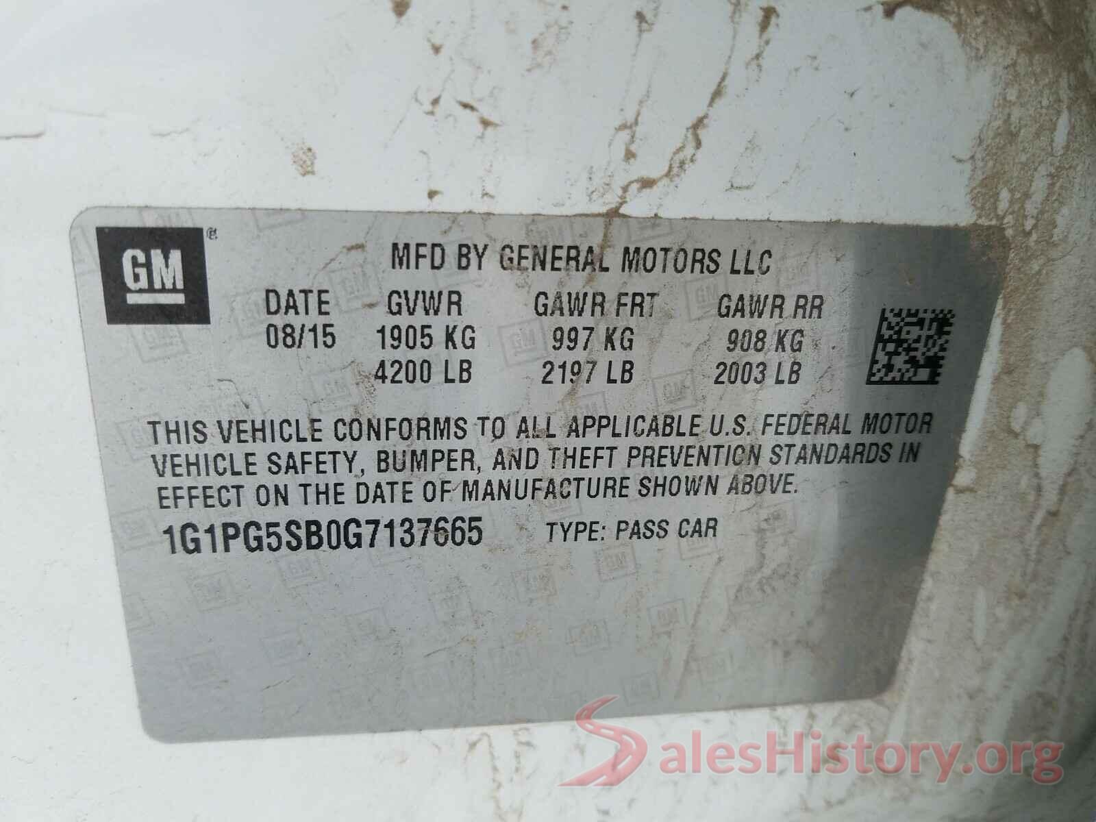 1G1PG5SB0G7137665 2016 CHEVROLET CRUZE