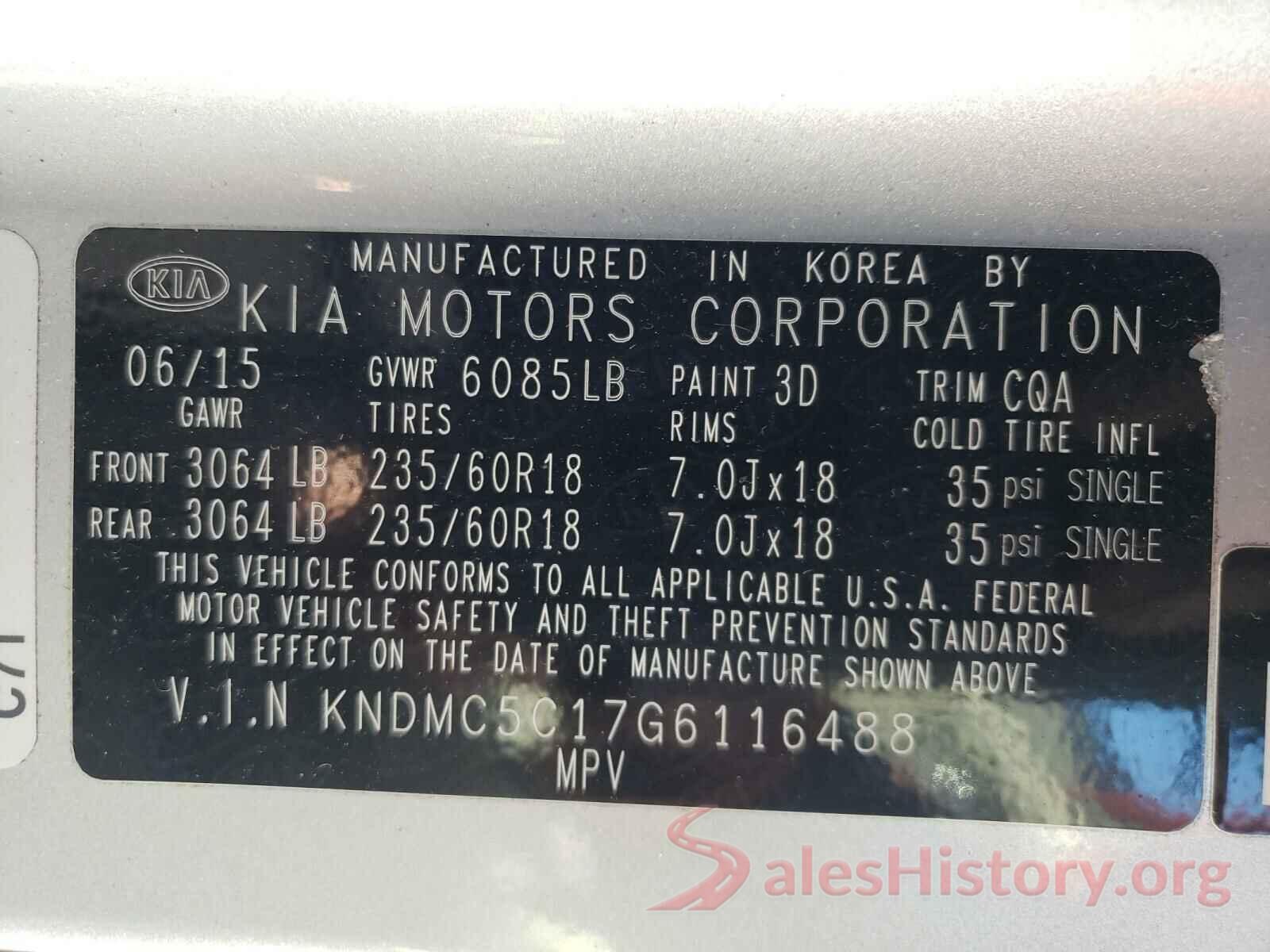 KNDMC5C17G6116488 2016 KIA SEDONA