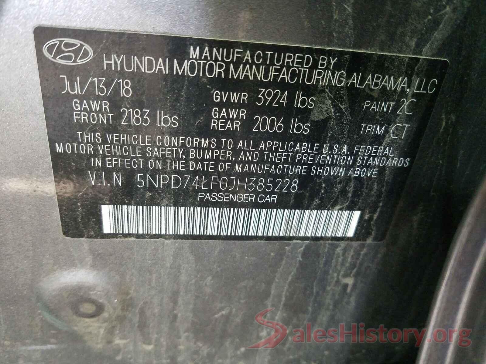 5NPD74LF0JH385228 2018 HYUNDAI ELANTRA