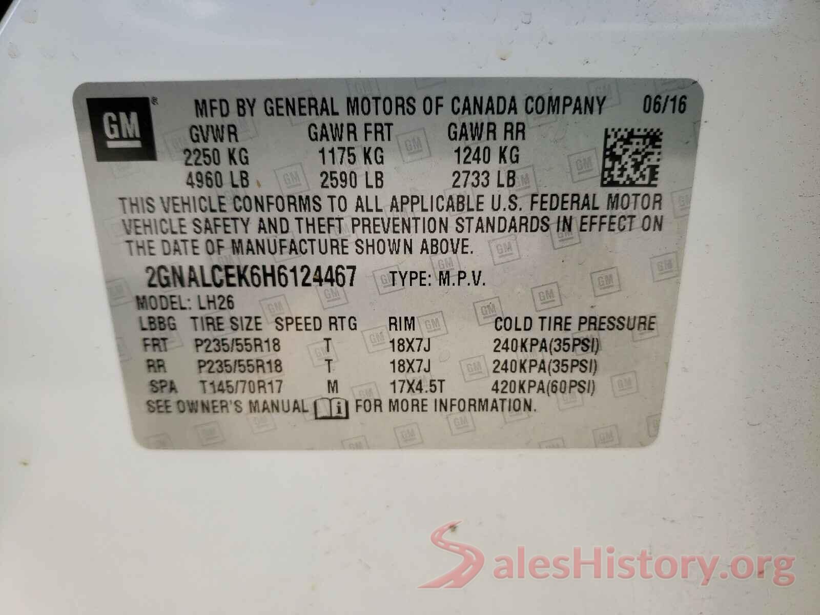 2GNALCEK6H6124467 2017 CHEVROLET EQUINOX