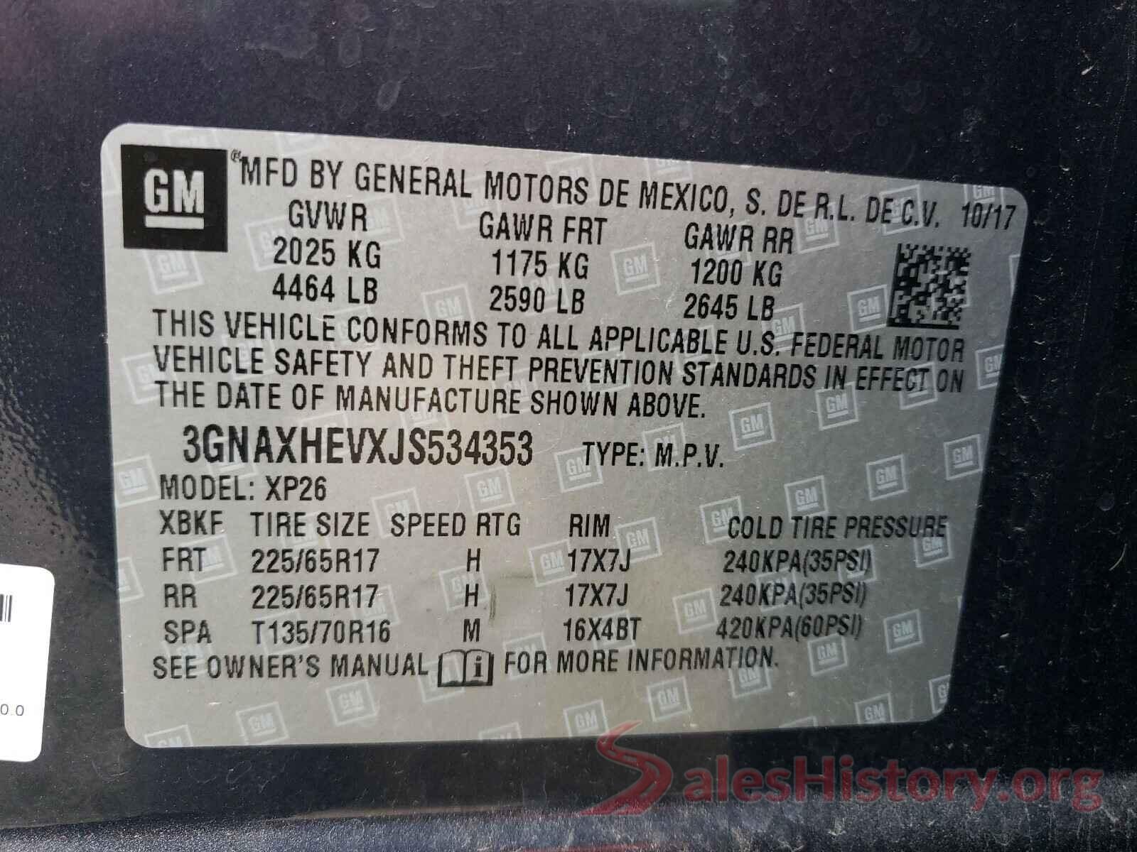 3GNAXHEVXJS534353 2018 CHEVROLET EQUINOX