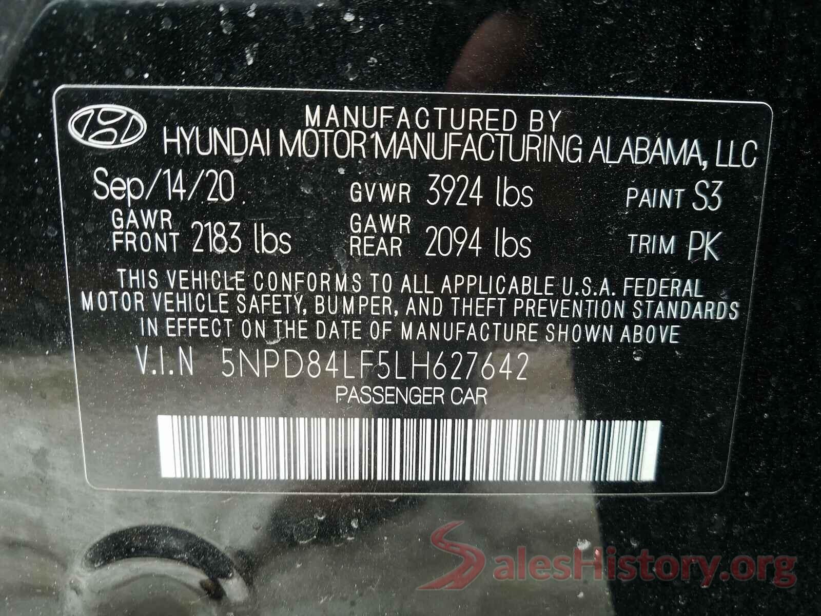 5NPD84LF5LH627642 2020 HYUNDAI ELANTRA