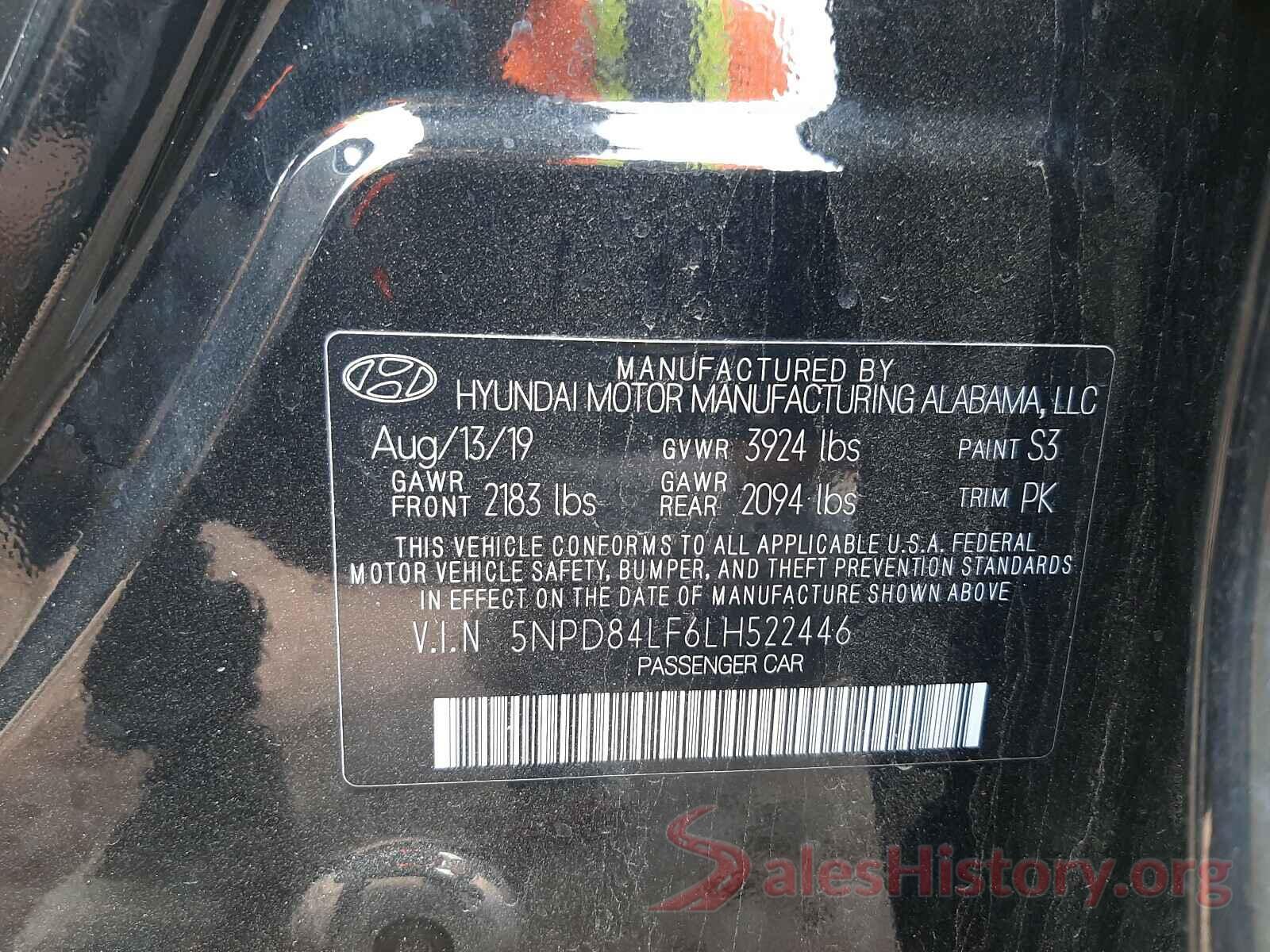 5NPD84LF6LH522446 2020 HYUNDAI ELANTRA