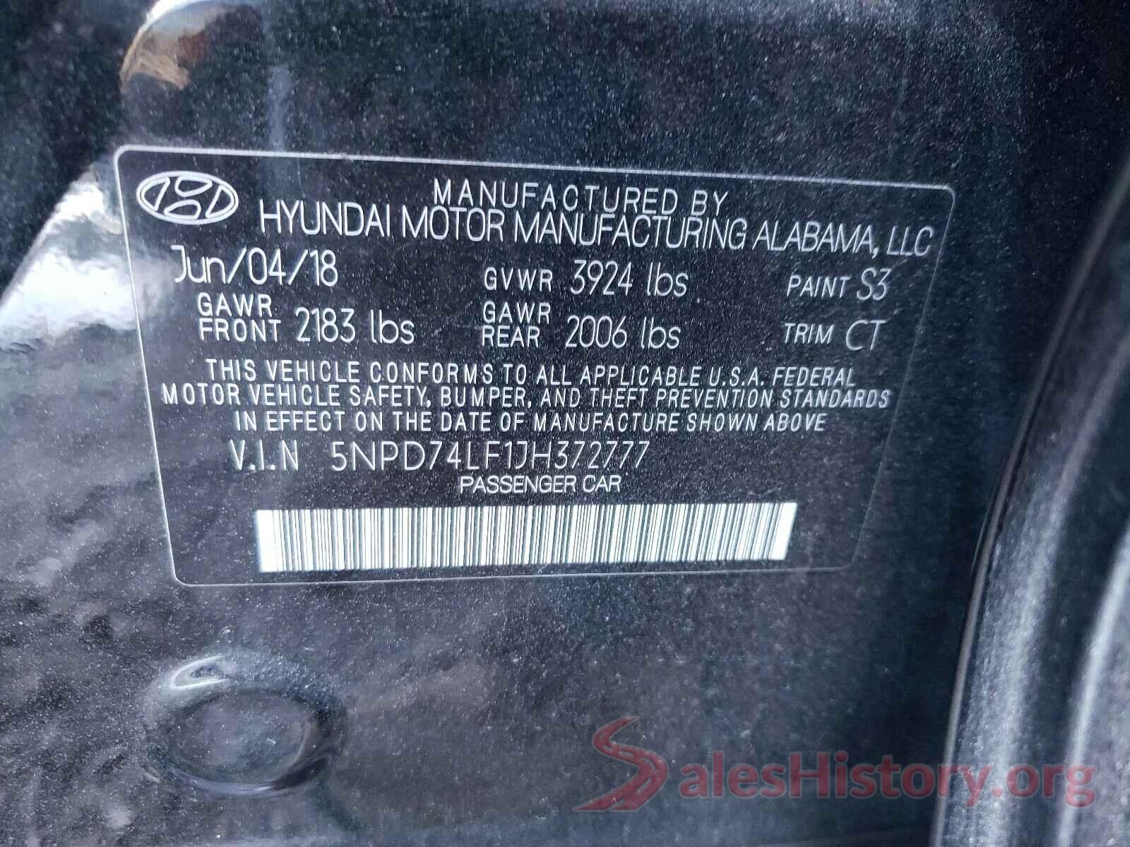 5NPD74LF1JH372777 2018 HYUNDAI ELANTRA