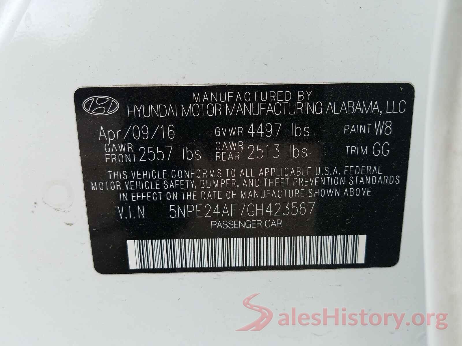 5NPE24AF7GH423567 2016 HYUNDAI SONATA