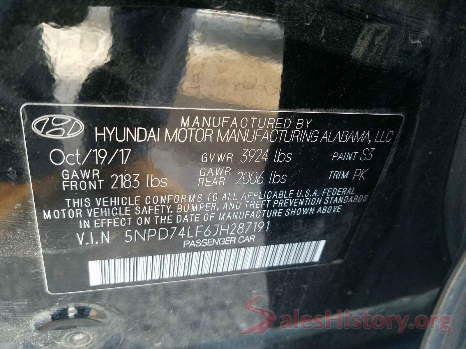 5NPD74LF6JH287191 2018 HYUNDAI ELANTRA