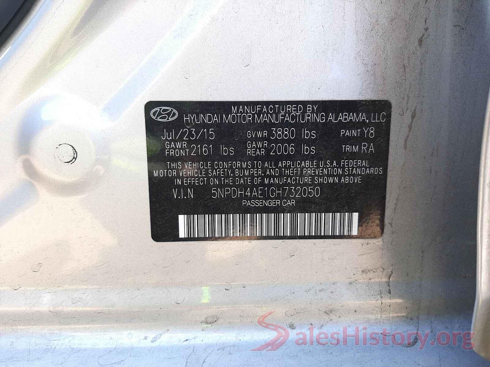 5NPDH4AE1GH732050 2016 HYUNDAI ELANTRA