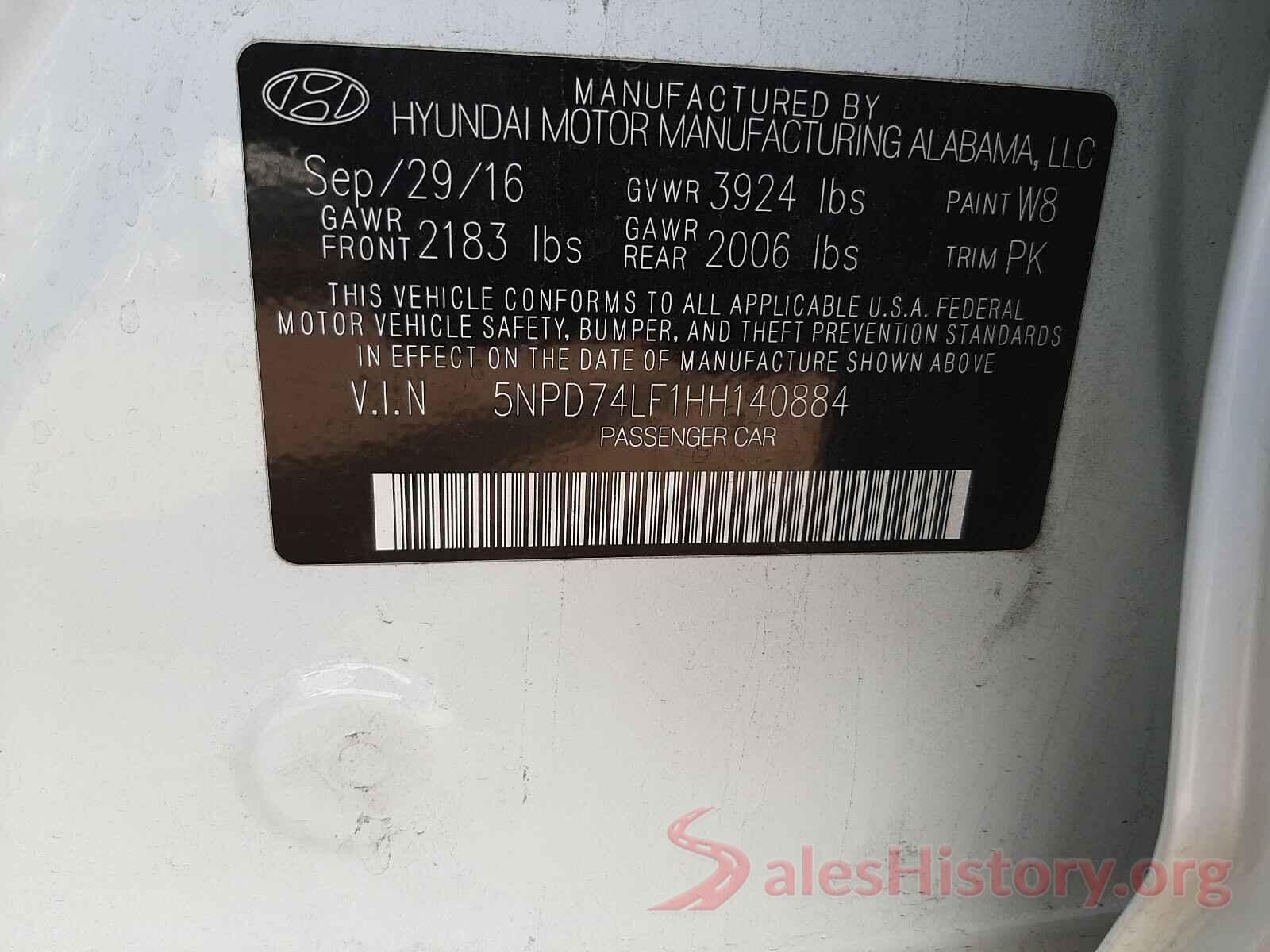 5NPD74LF1HH140884 2017 HYUNDAI ELANTRA