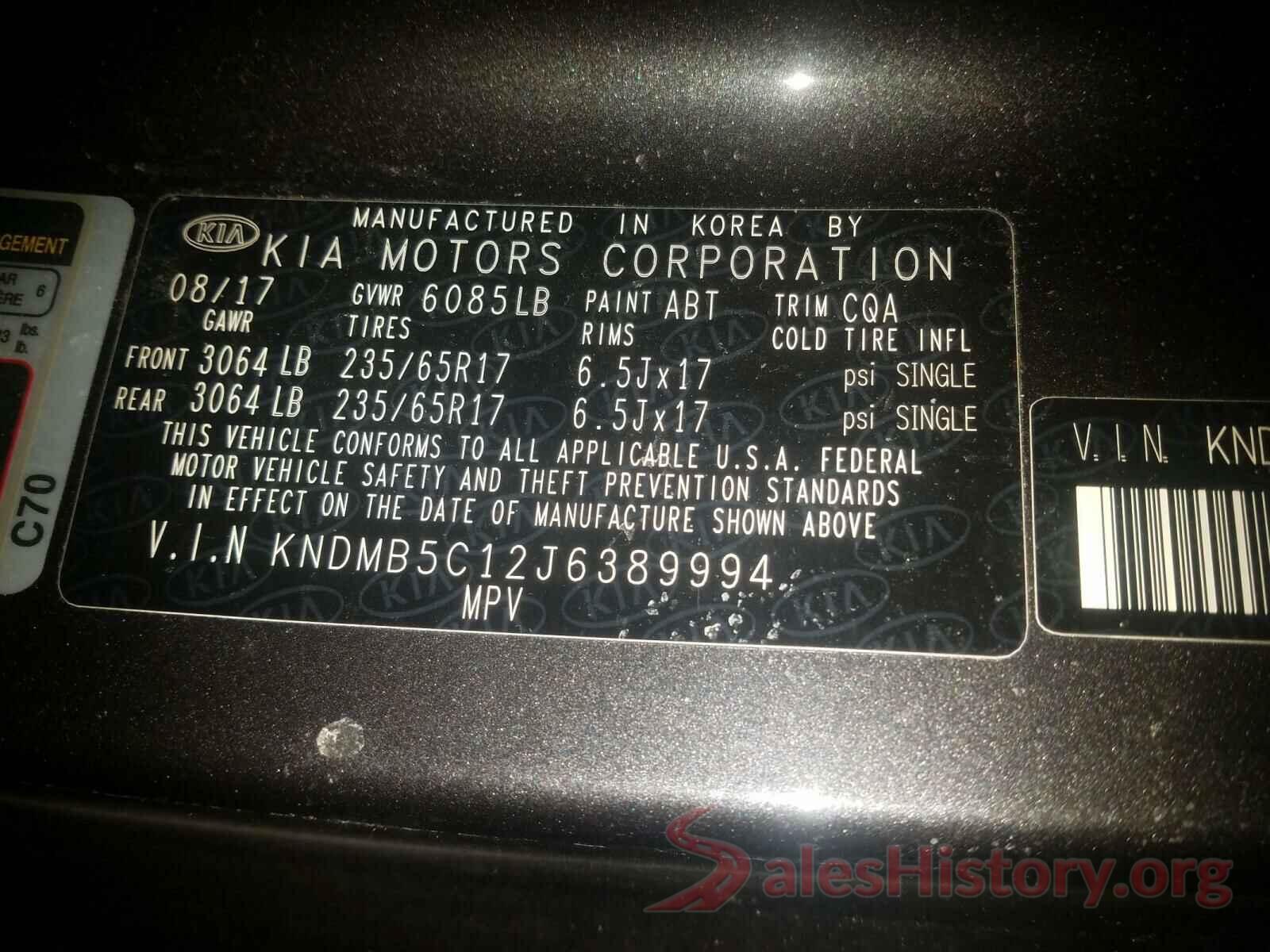 KNDMB5C12J6389994 2018 KIA SEDONA