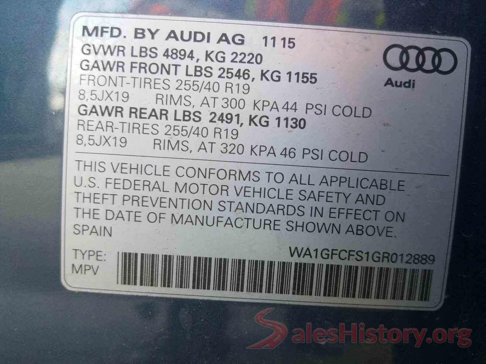 WA1GFCFS1GR012889 2016 AUDI Q3