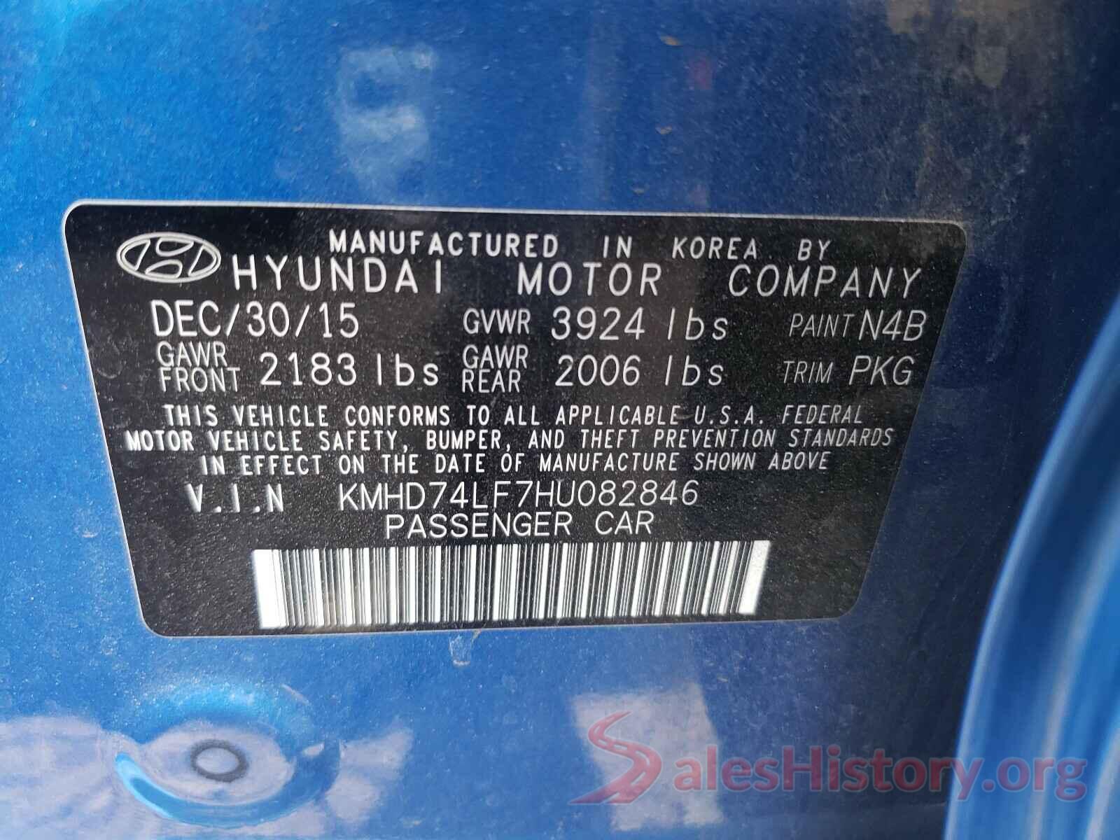 KMHD74LF7HU082846 2017 HYUNDAI ELANTRA