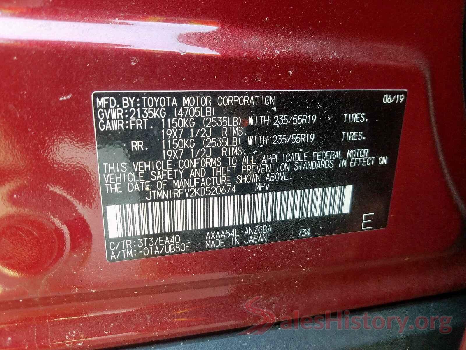 JTMN1RFV2KD520674 2019 TOYOTA RAV4