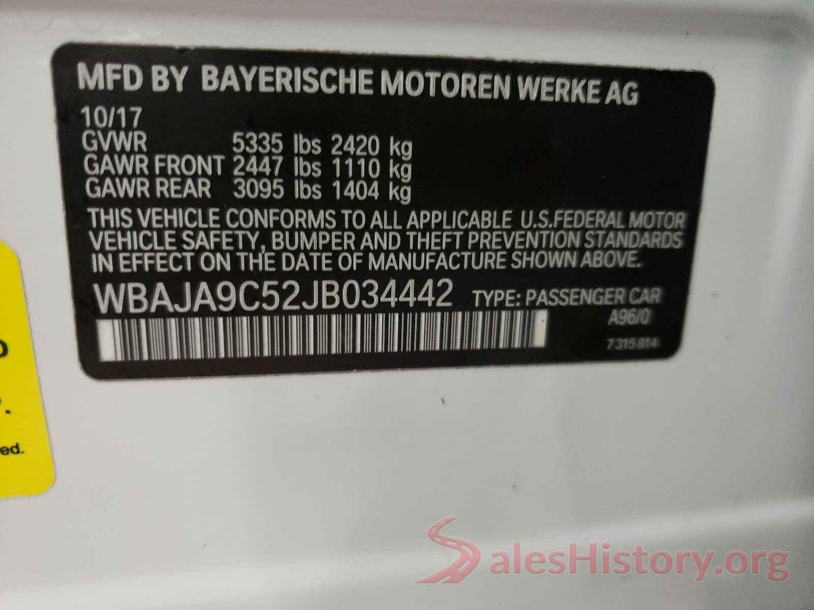 WBAJA9C52JB034442 2018 BMW 5 SERIES