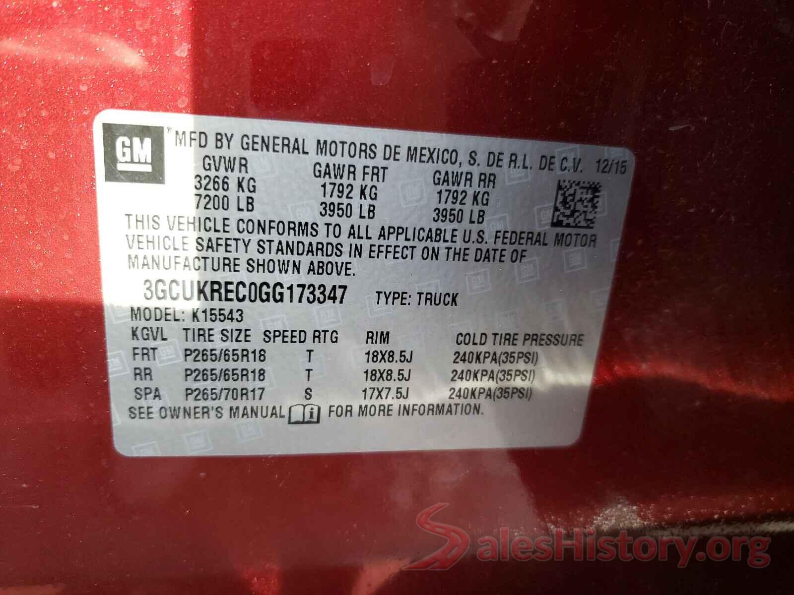 3GCUKREC0GG173347 2016 CHEVROLET SILVERADO