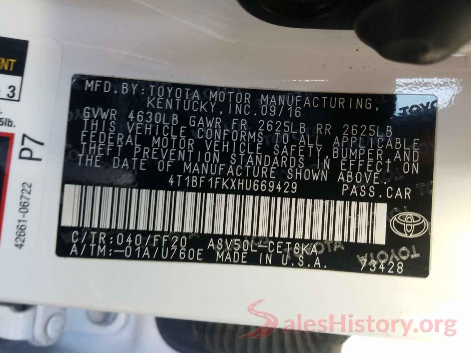 4T1BF1FKXHU669429 2017 TOYOTA CAMRY