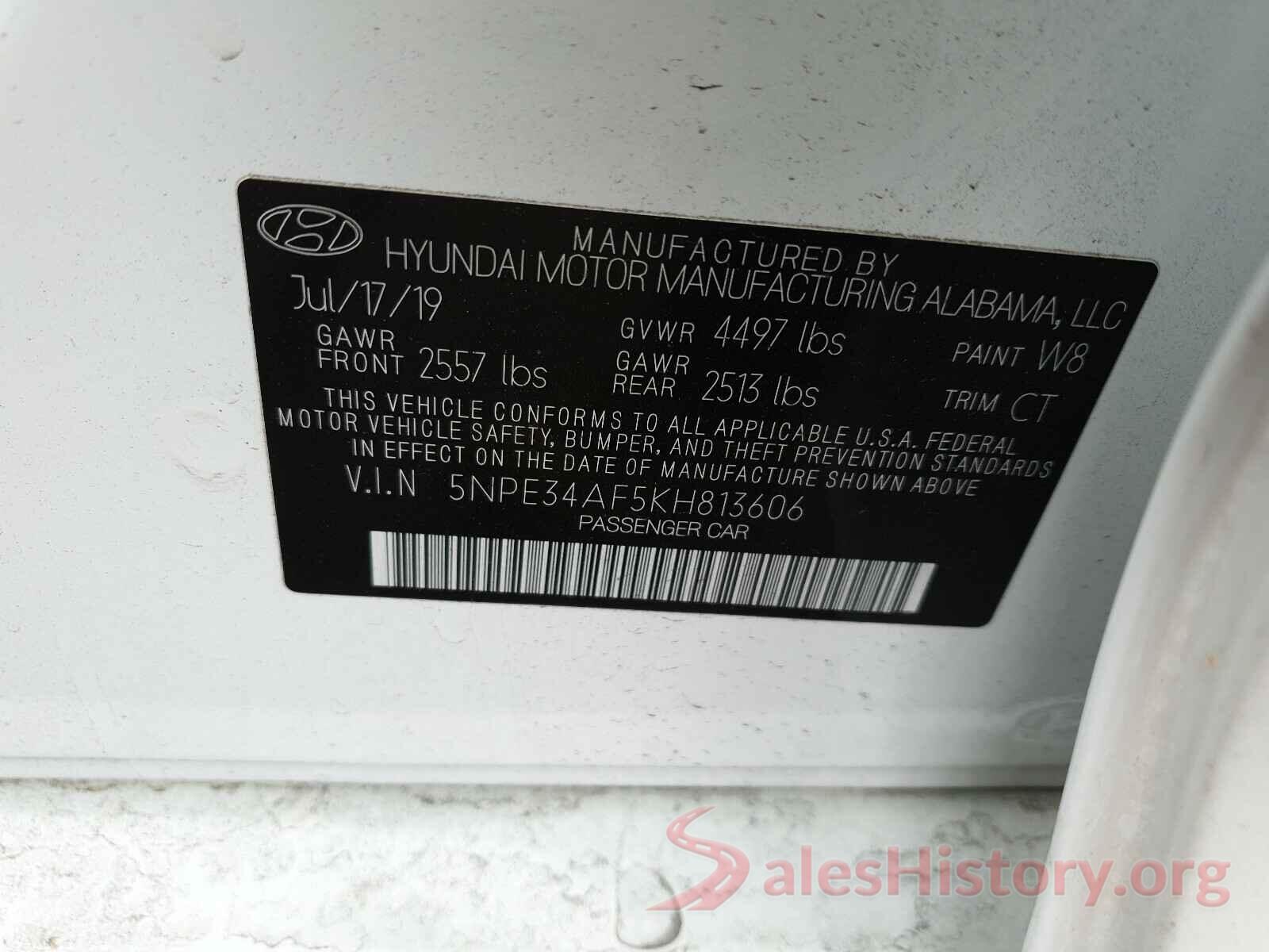 5NPE34AF5KH813606 2019 HYUNDAI SONATA