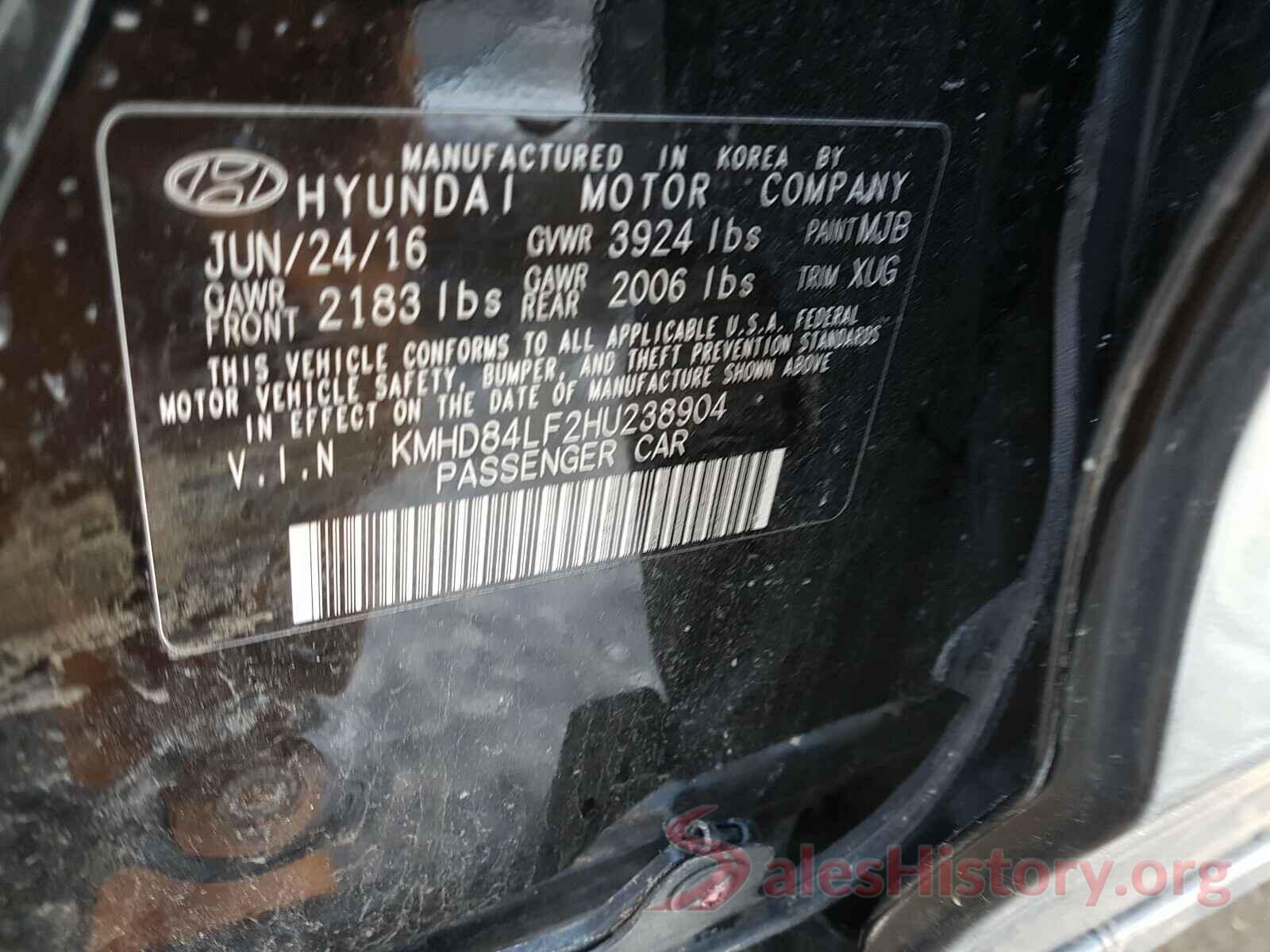 KMHD84LF2HU238904 2017 HYUNDAI ELANTRA