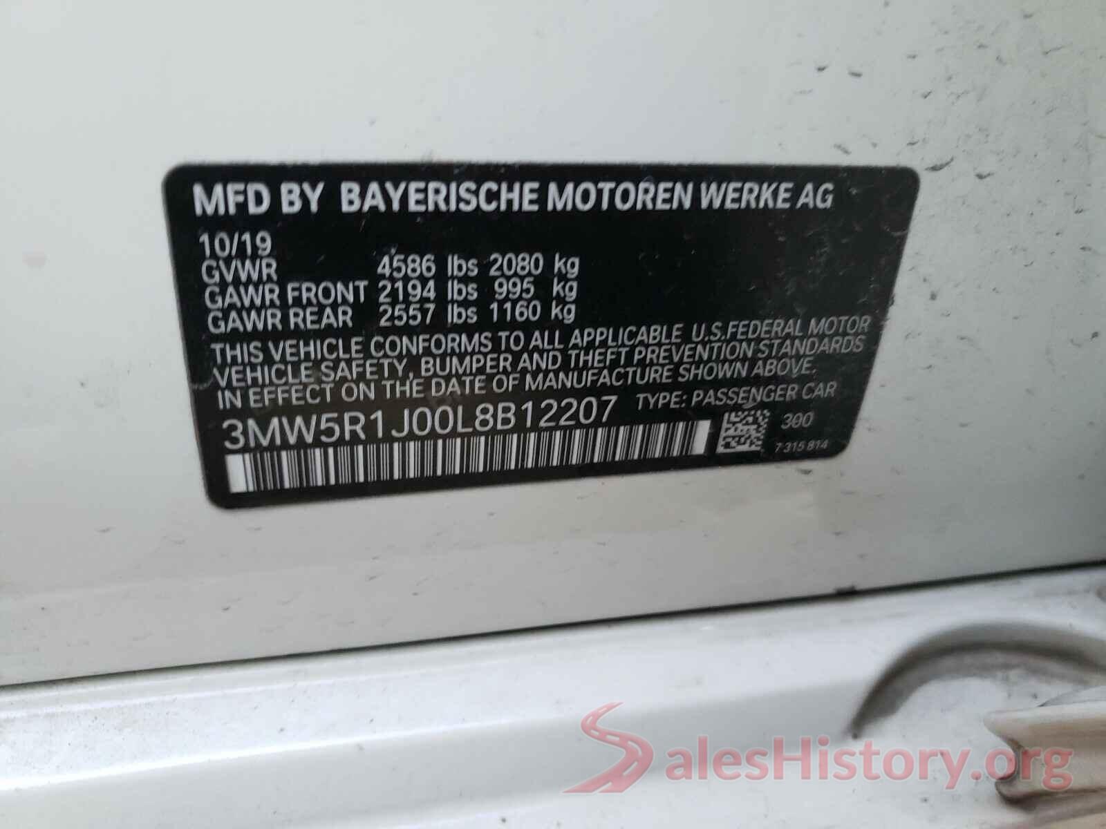 3MW5R1J00L8B12207 2020 BMW 3 SERIES