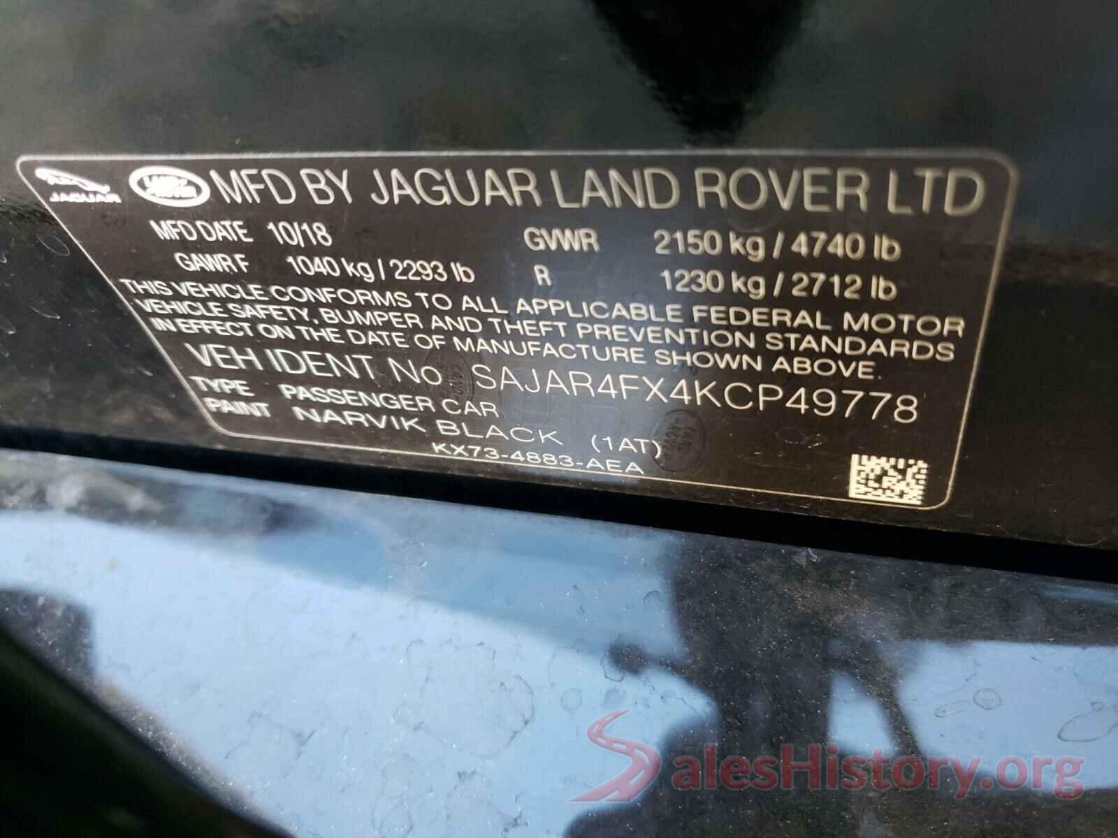 SAJAR4FX4KCP49778 2019 JAGUAR XE