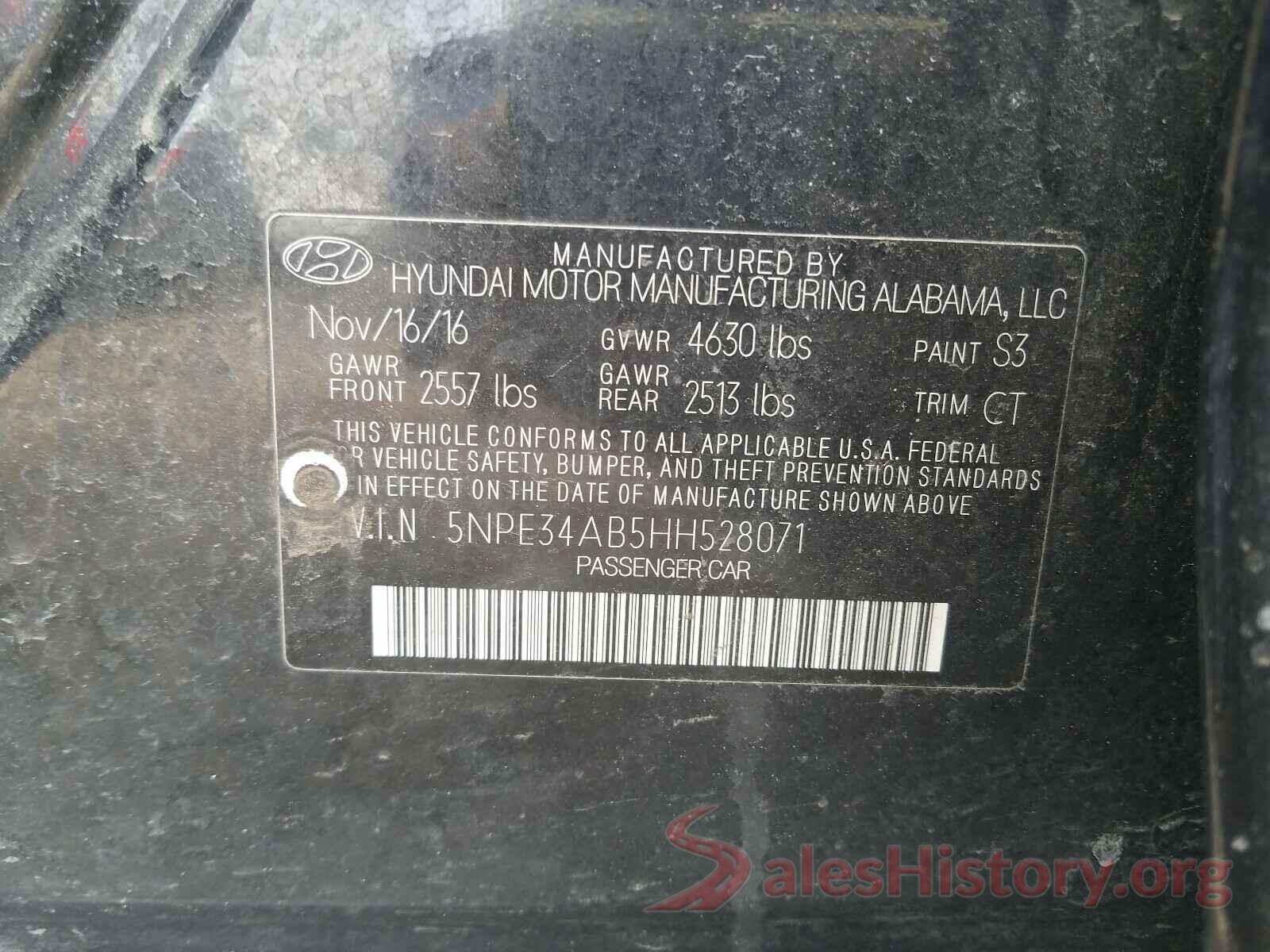 5NPE34AB5HH528071 2017 HYUNDAI SONATA