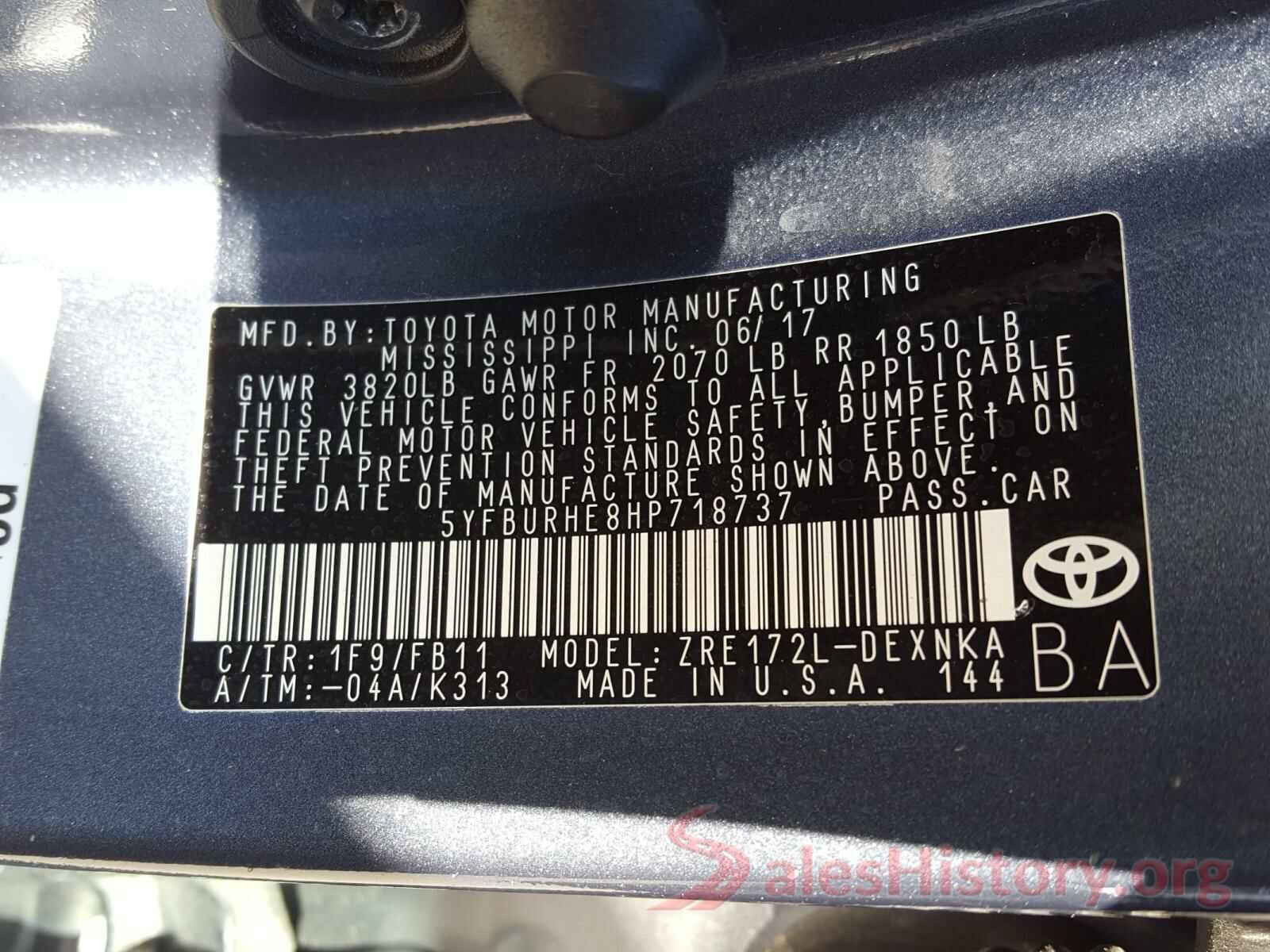 5YFBURHE8HP718737 2017 TOYOTA COROLLA