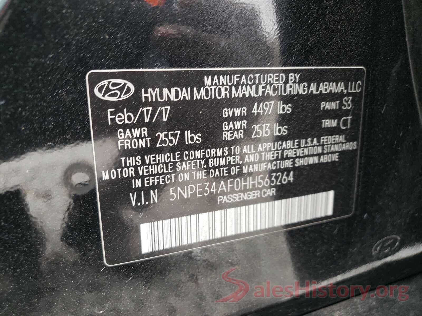 5NPE34AF0HH563264 2017 HYUNDAI SONATA