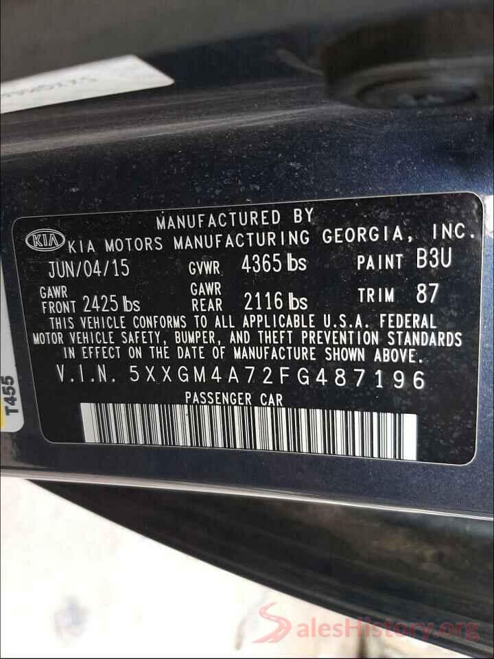 5XXGM4A72FG487196 2015 KIA OPTIMA