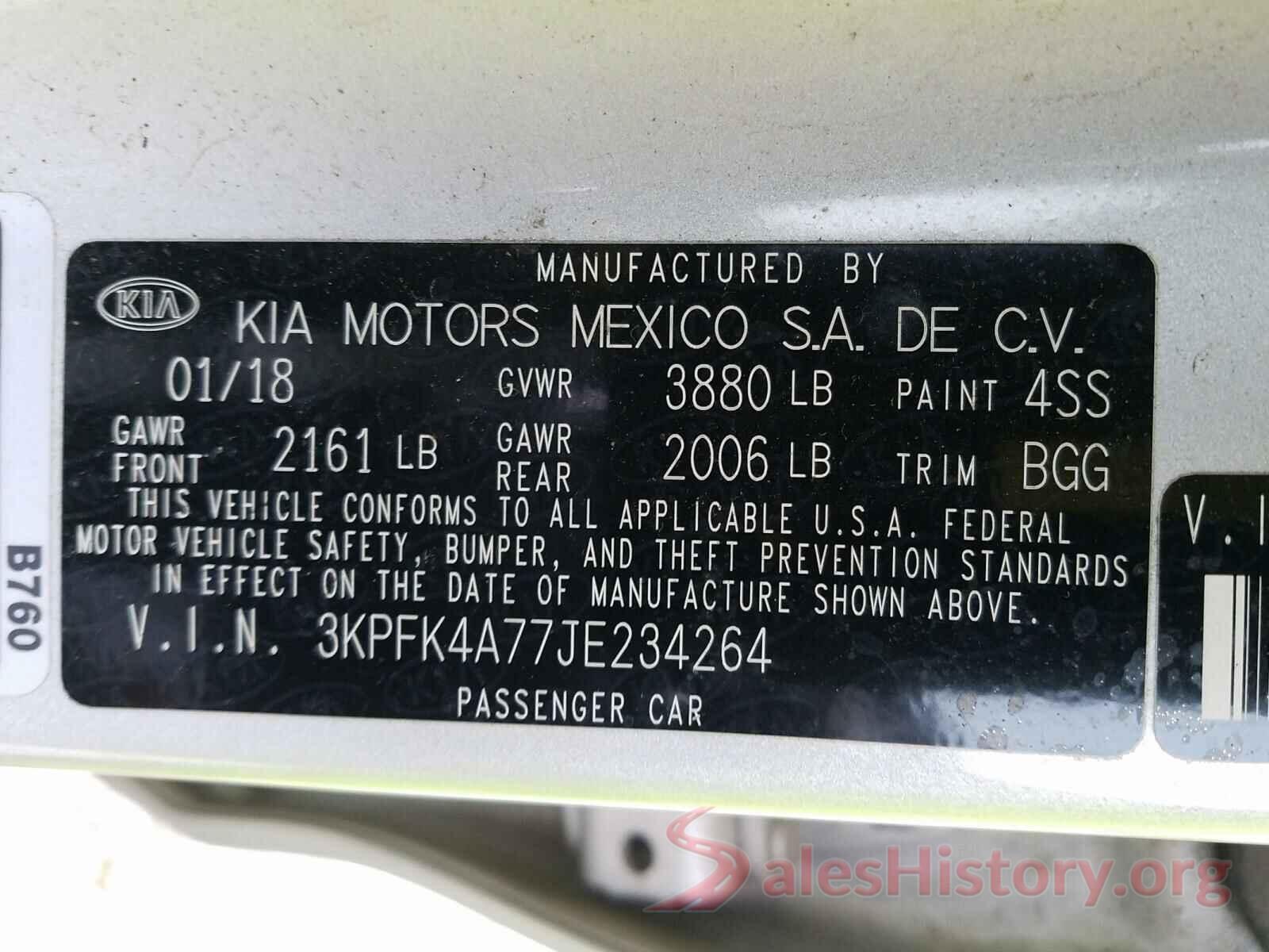 3KPFK4A77JE234264 2018 KIA FORTE