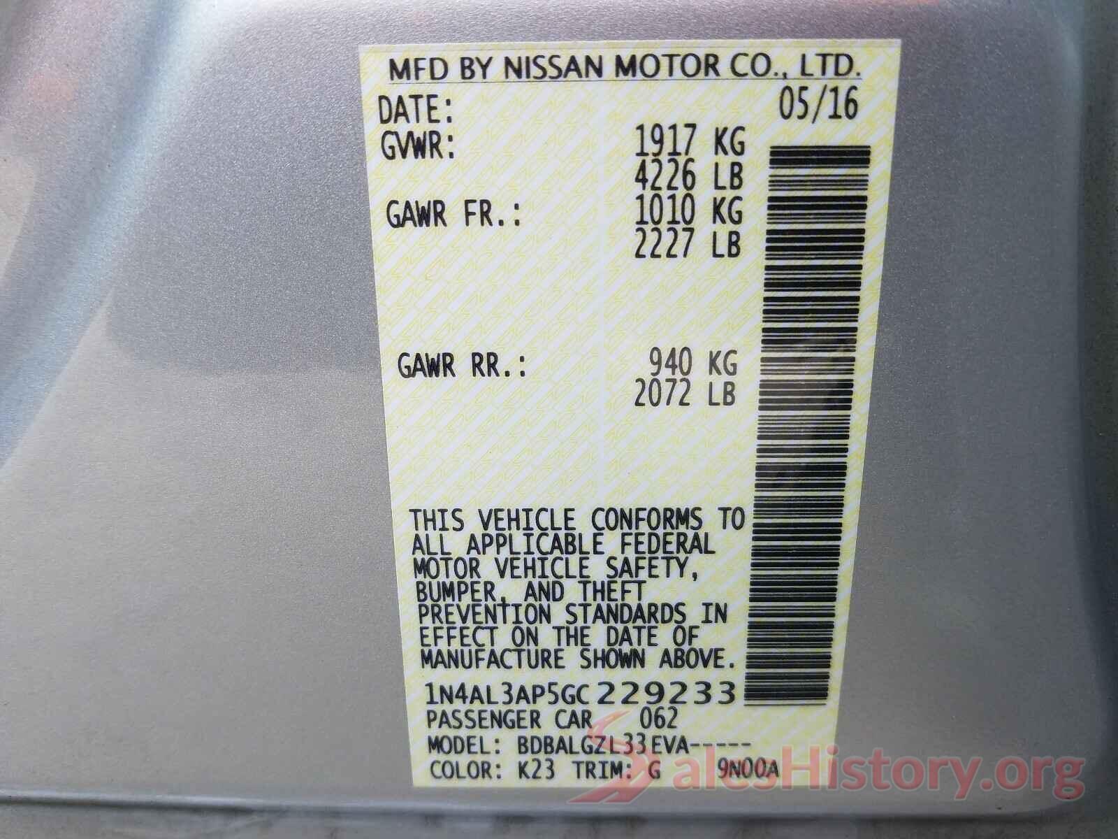 1N4AL3AP5GC229233 2016 NISSAN ALTIMA