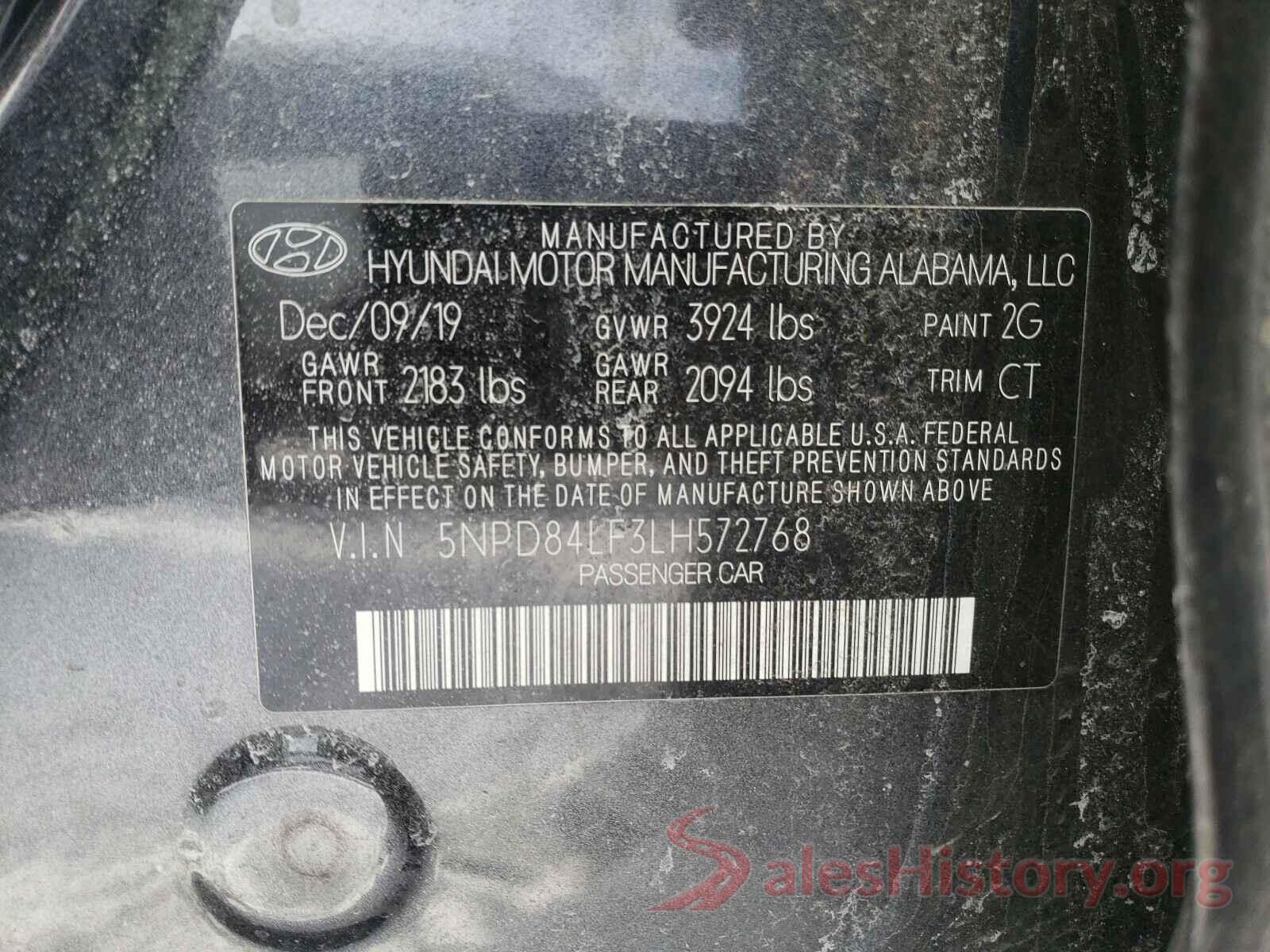 5NPD84LF3LH572768 2020 HYUNDAI ELANTRA