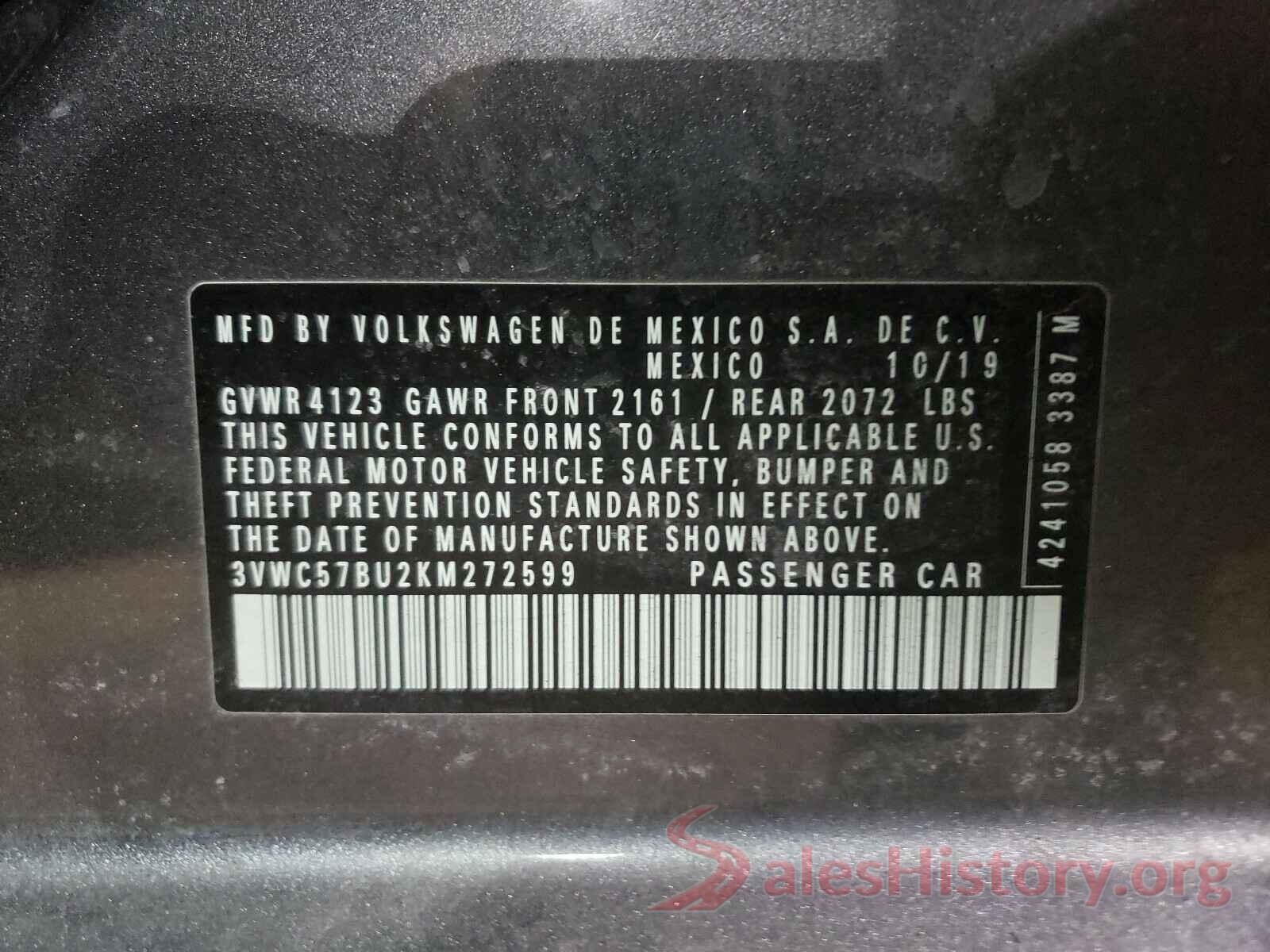 3VWC57BU2KM272599 2019 VOLKSWAGEN JETTA