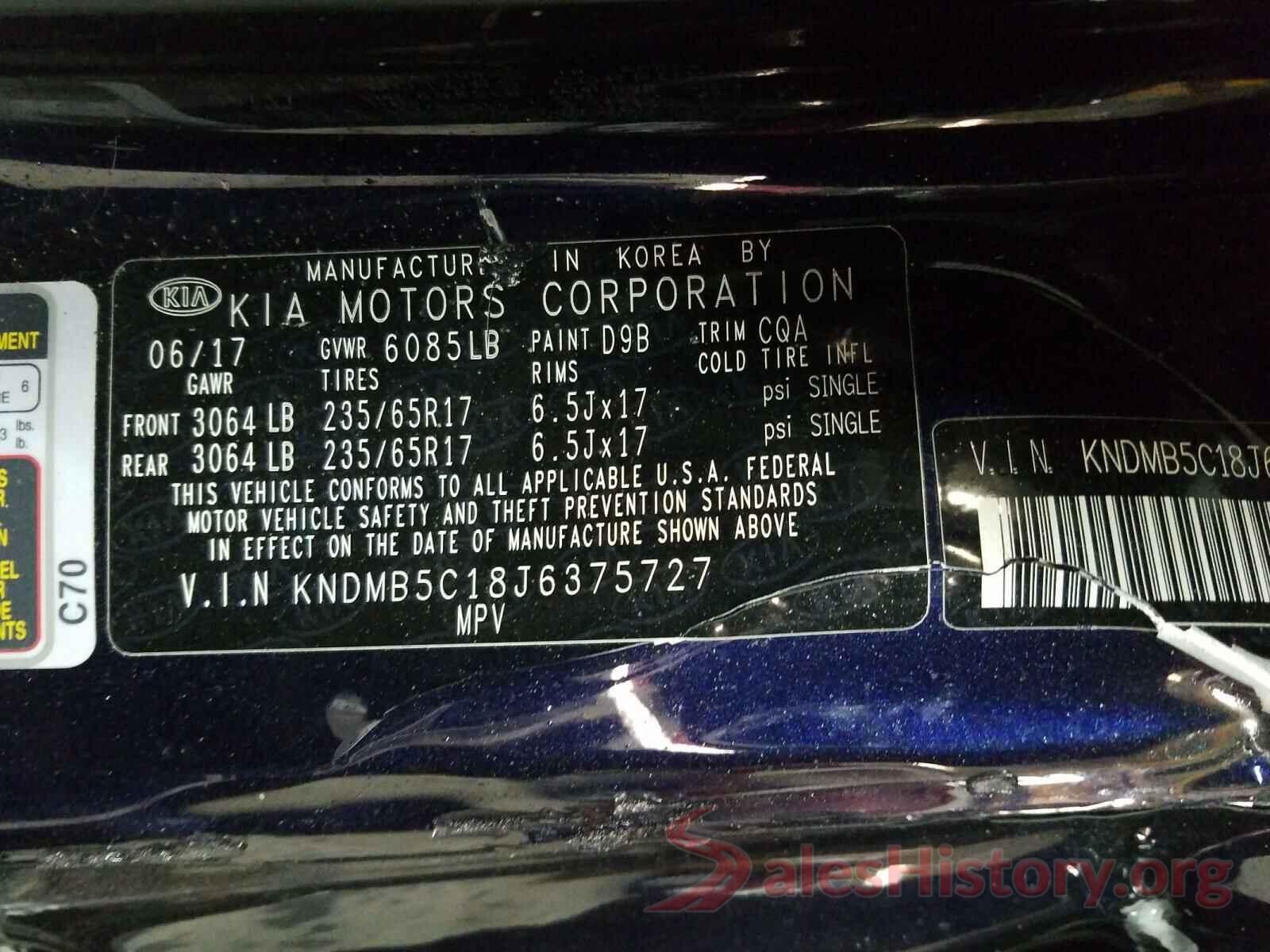 KNDMB5C18J6375727 2018 KIA SEDONA