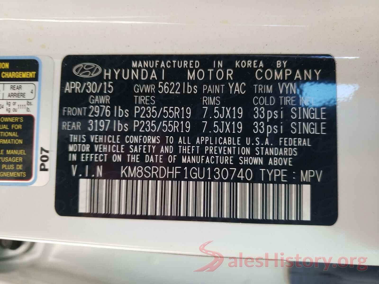 KM8SRDHF1GU130740 2016 HYUNDAI SANTA FE