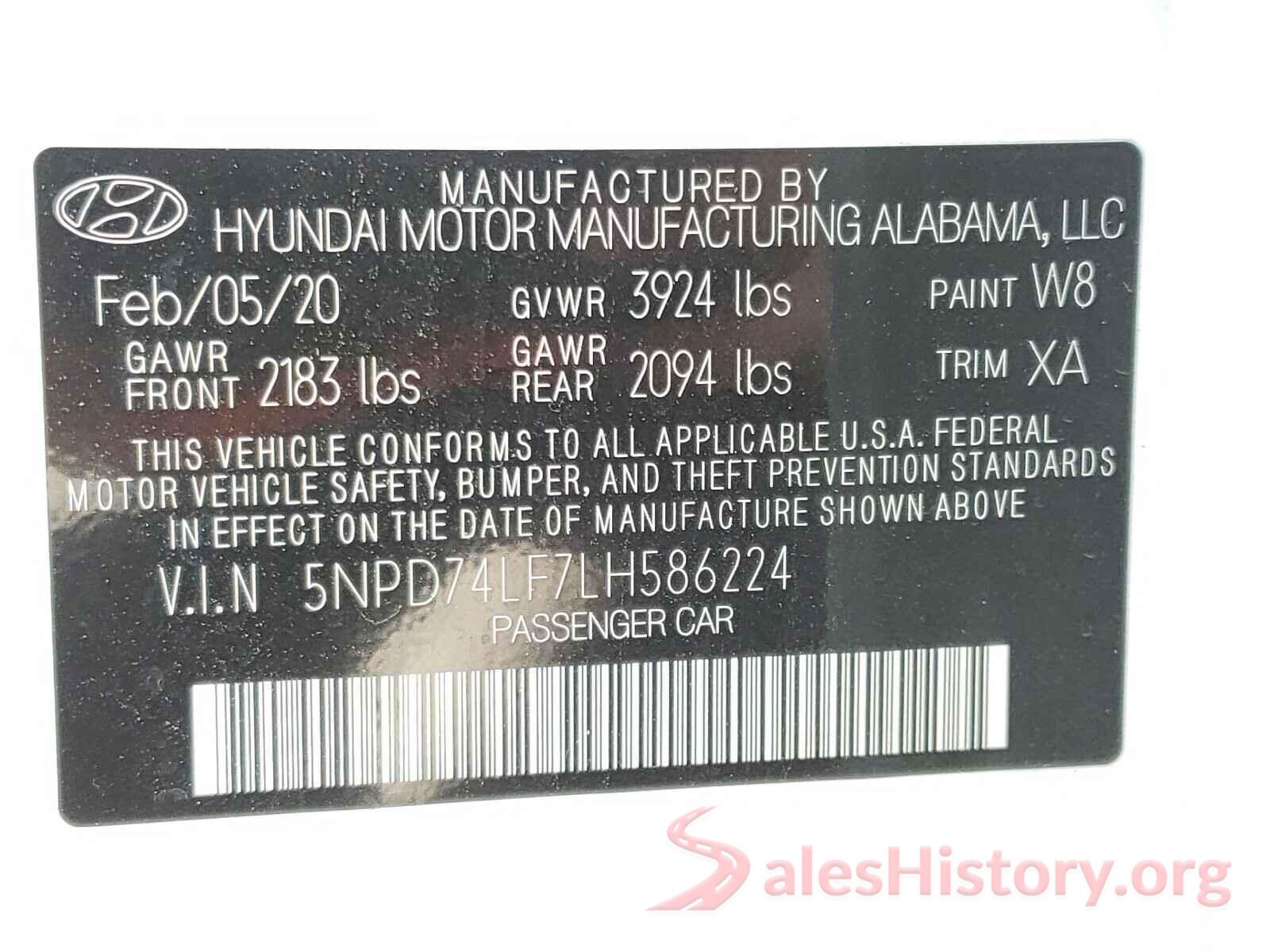 5NPD74LF7LH586224 2020 HYUNDAI ELANTRA