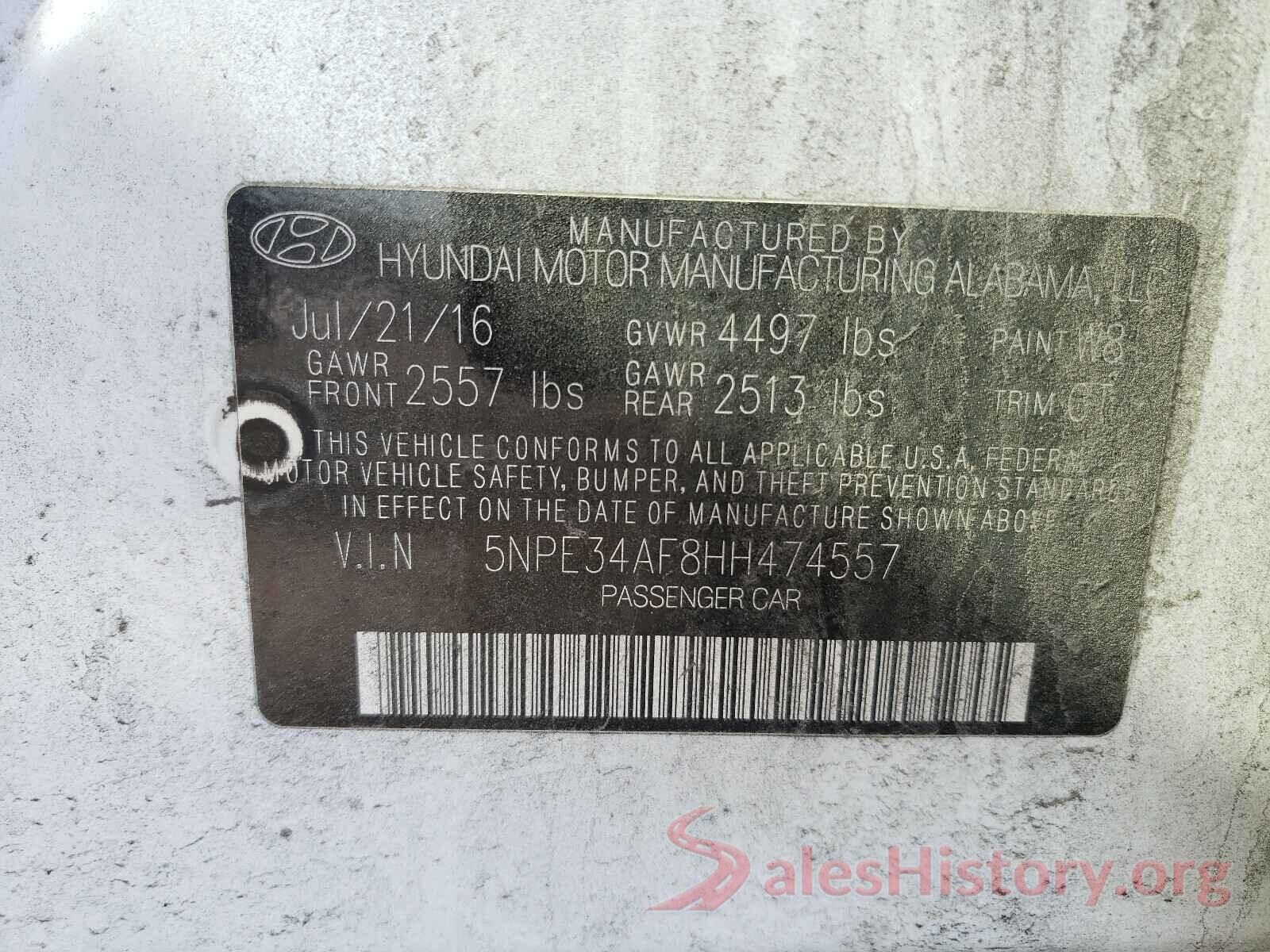 5NPE34AF8HH474557 2017 HYUNDAI SONATA