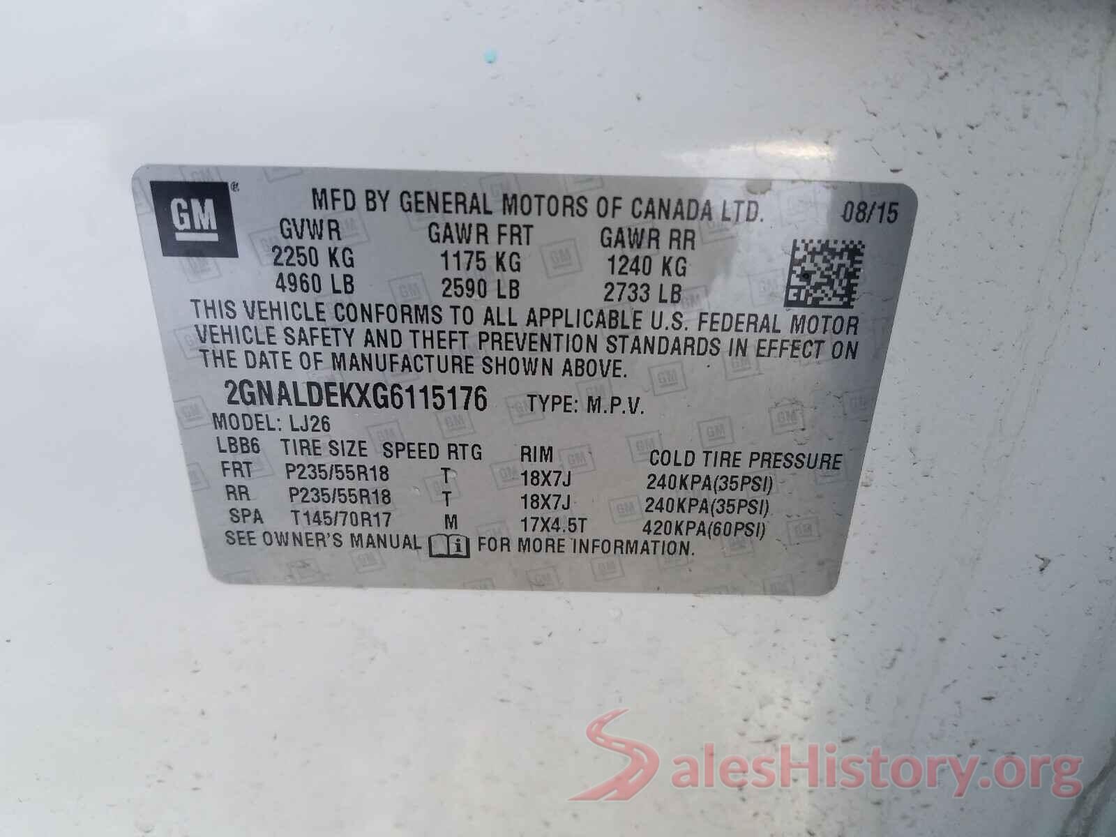 2GNALDEKXG6115176 2016 CHEVROLET EQUINOX