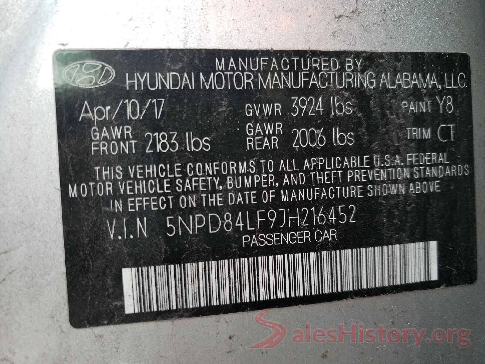 5NPD84LF9JH216452 2018 HYUNDAI ELANTRA