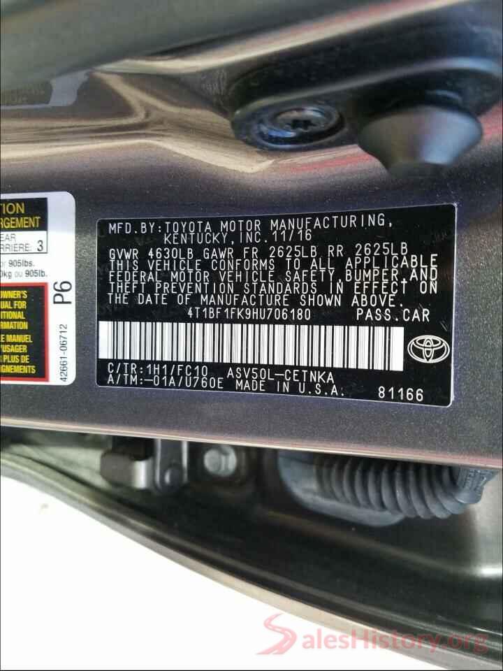 4T1BF1FK9HU706180 2017 TOYOTA CAMRY