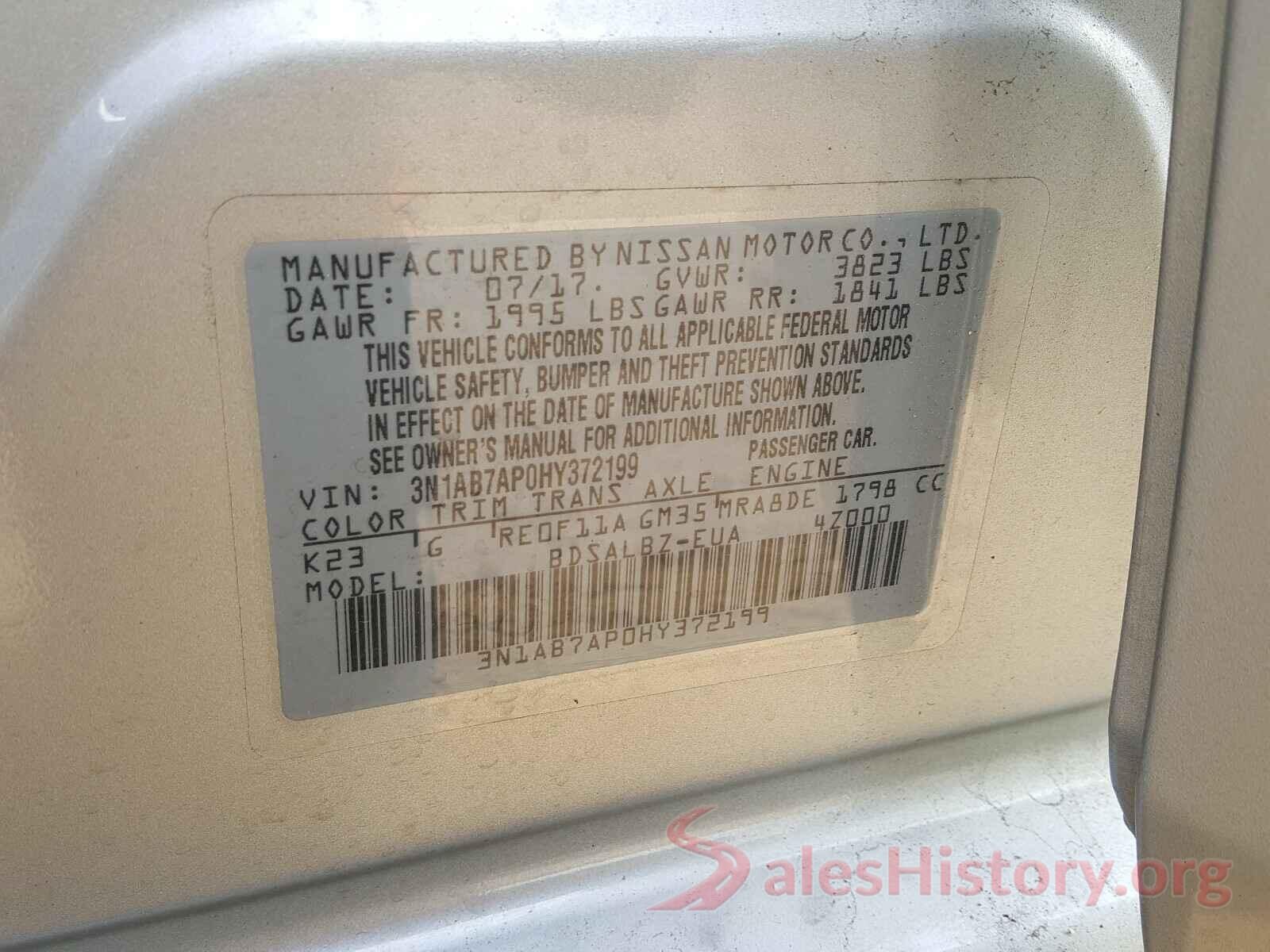 3N1AB7AP0HY372199 2017 NISSAN SENTRA