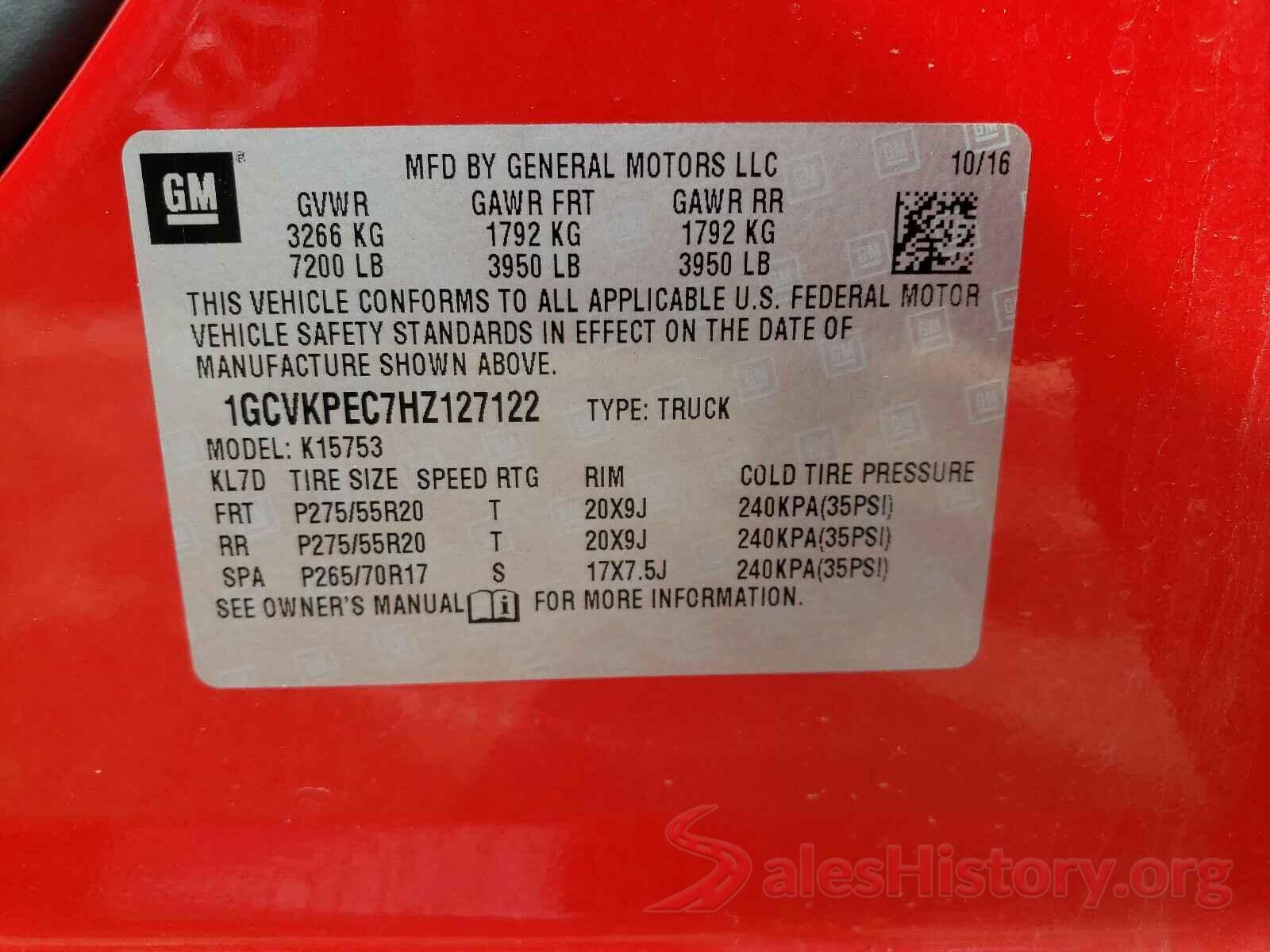 1GCVKPEC7HZ127122 2017 CHEVROLET SILVERADO