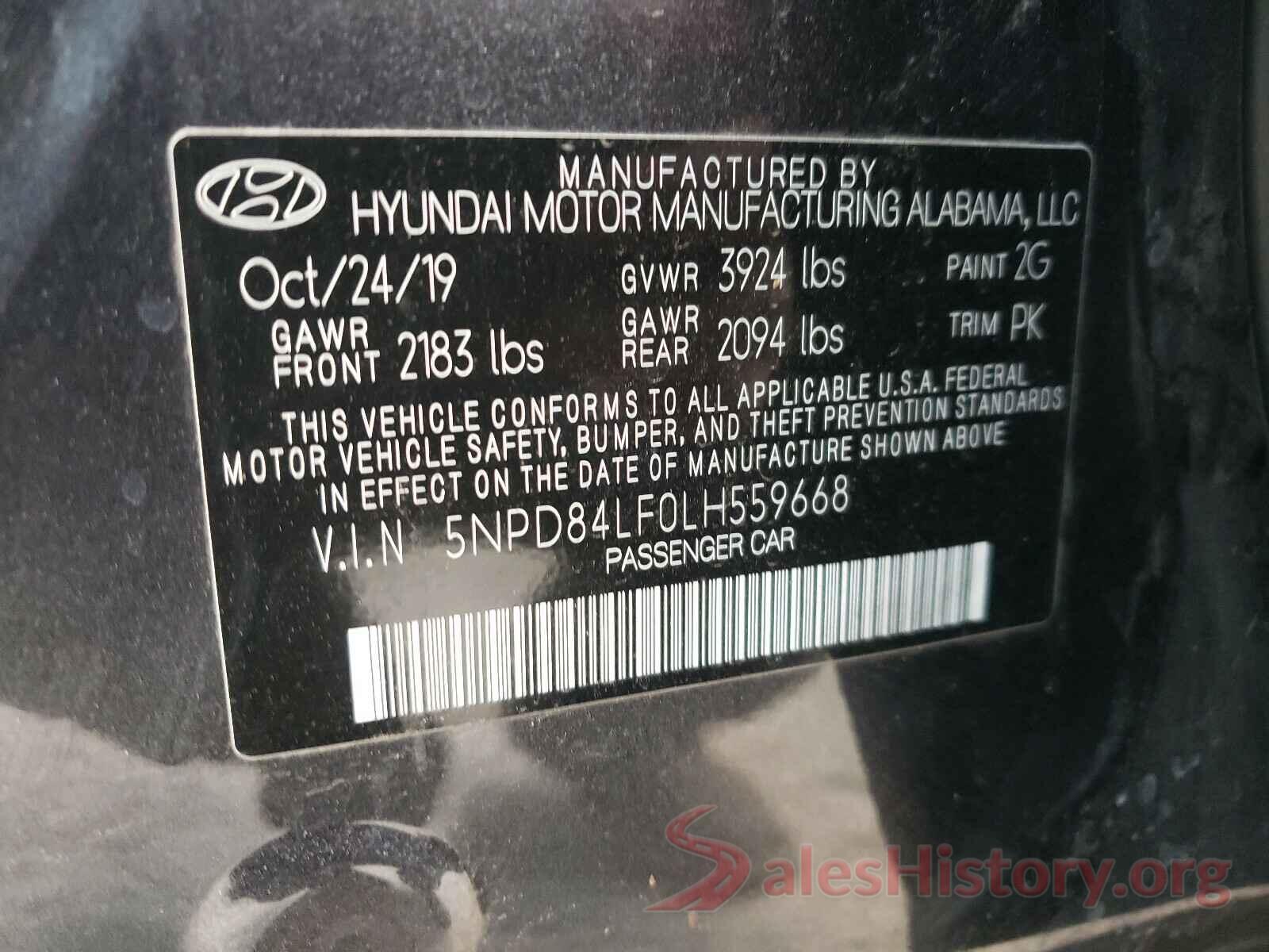 5NPD84LF0LH559668 2020 HYUNDAI ELANTRA