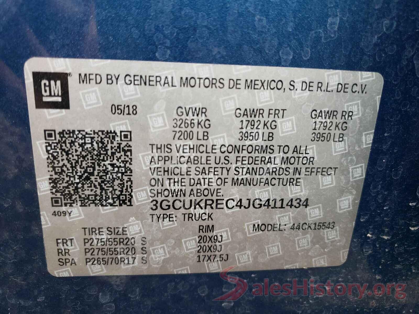 3GCUKREC4JG411434 2018 CHEVROLET SILVERADO