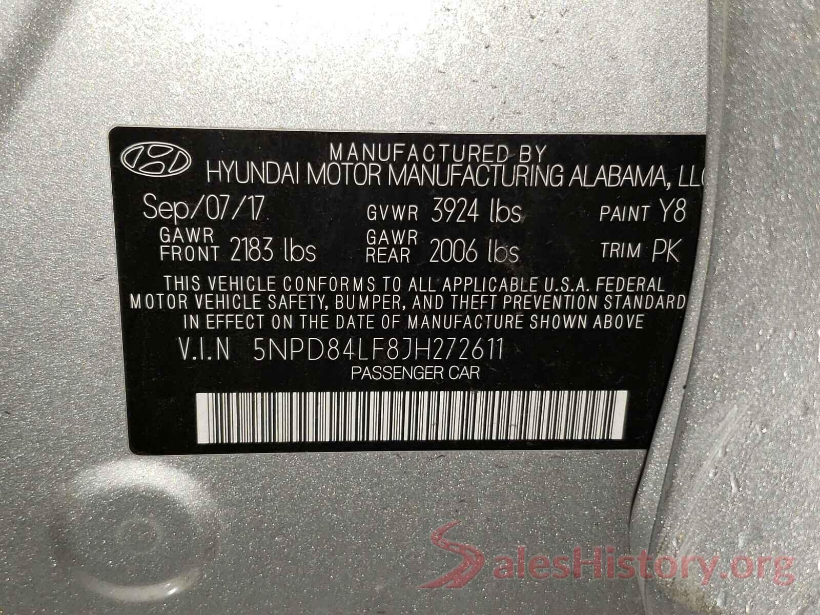 5NPD84LF8JH272611 2018 HYUNDAI ELANTRA