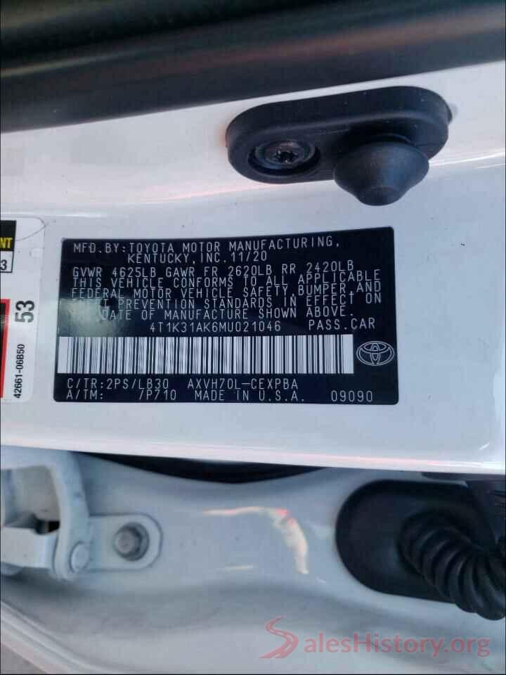 4T1K31AK6MU021046 2021 TOYOTA CAMRY