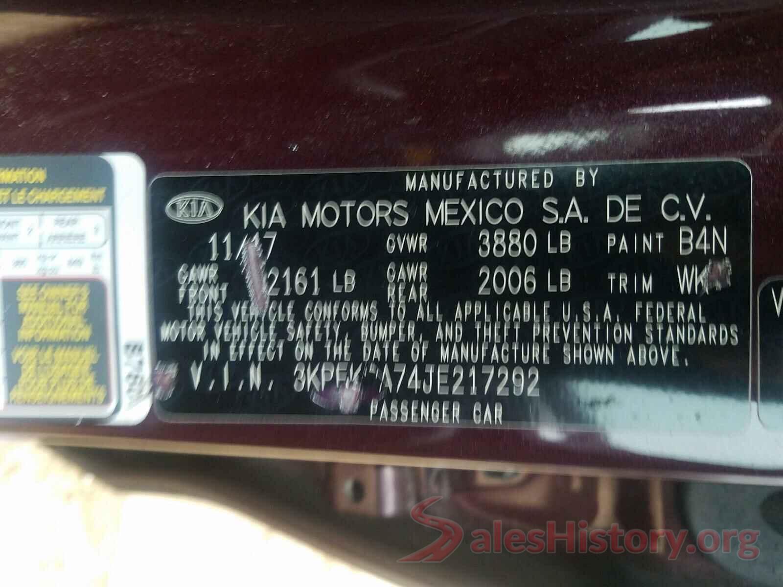 3KPFK4A74JE217292 2018 KIA FORTE