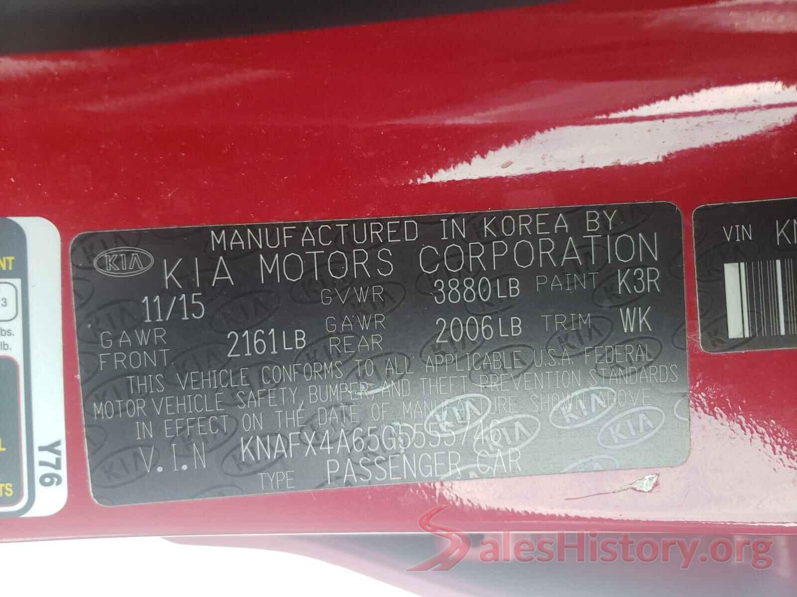 KNAFX4A65G5555746 2016 KIA FORTE